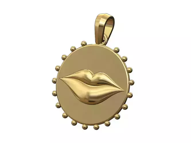 Beaded lips pendant with bail