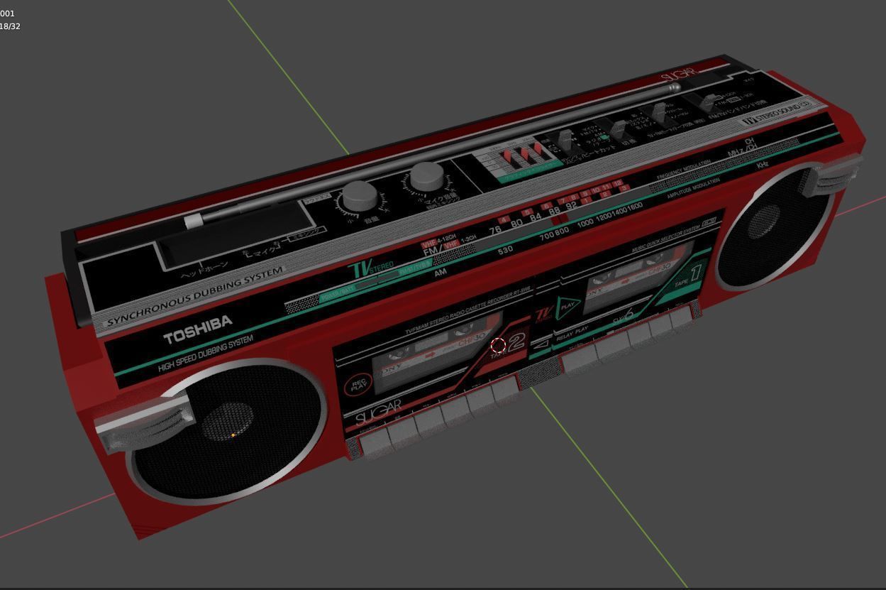 Japanese  old tape recorder 3D model_2