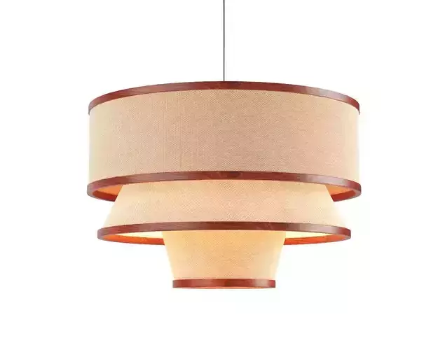 BRUNA WALNUT WOOD AND LINEN PENDANT LIGHT 3D model
