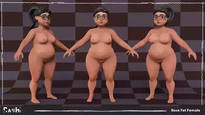 Base Mesh Fat Female Stylized PBR Low-poly 3D model