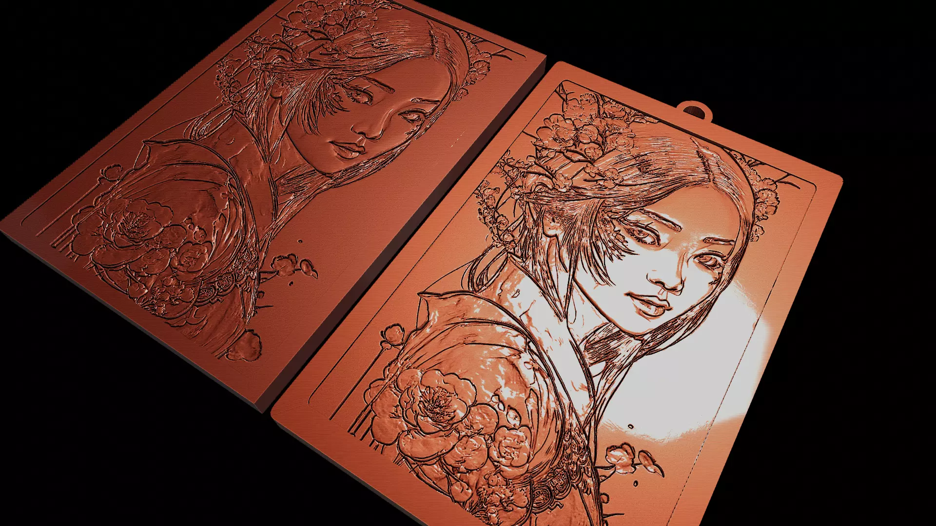 JAPANES ART KEYCHAIN - ORIENTAL WOMAN Free 3D print model
