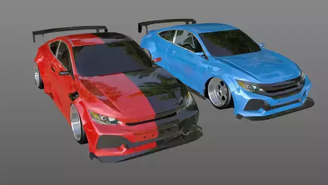 Honda Civic Si custom 2017 3D Model Midpoly