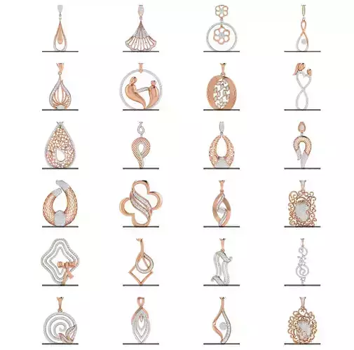 52 High Jewelry Pendant Earrings Set 3dm stl obj mtl gltf glb 