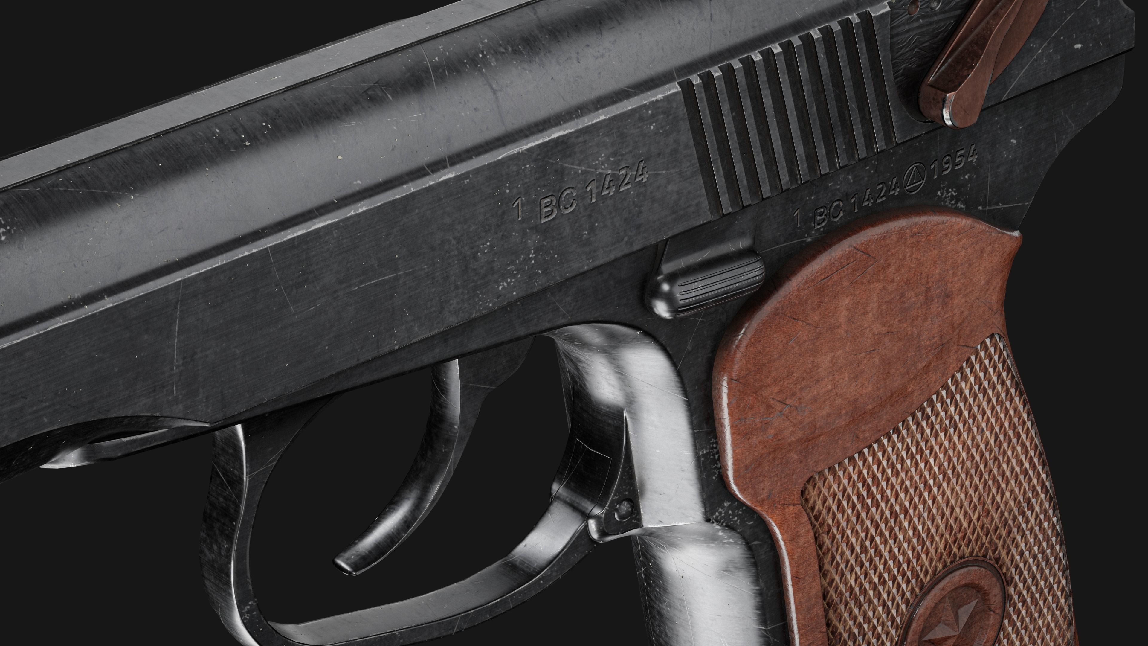 Makarov PM Pistol -  Game Ready Low-poly 3D model_4