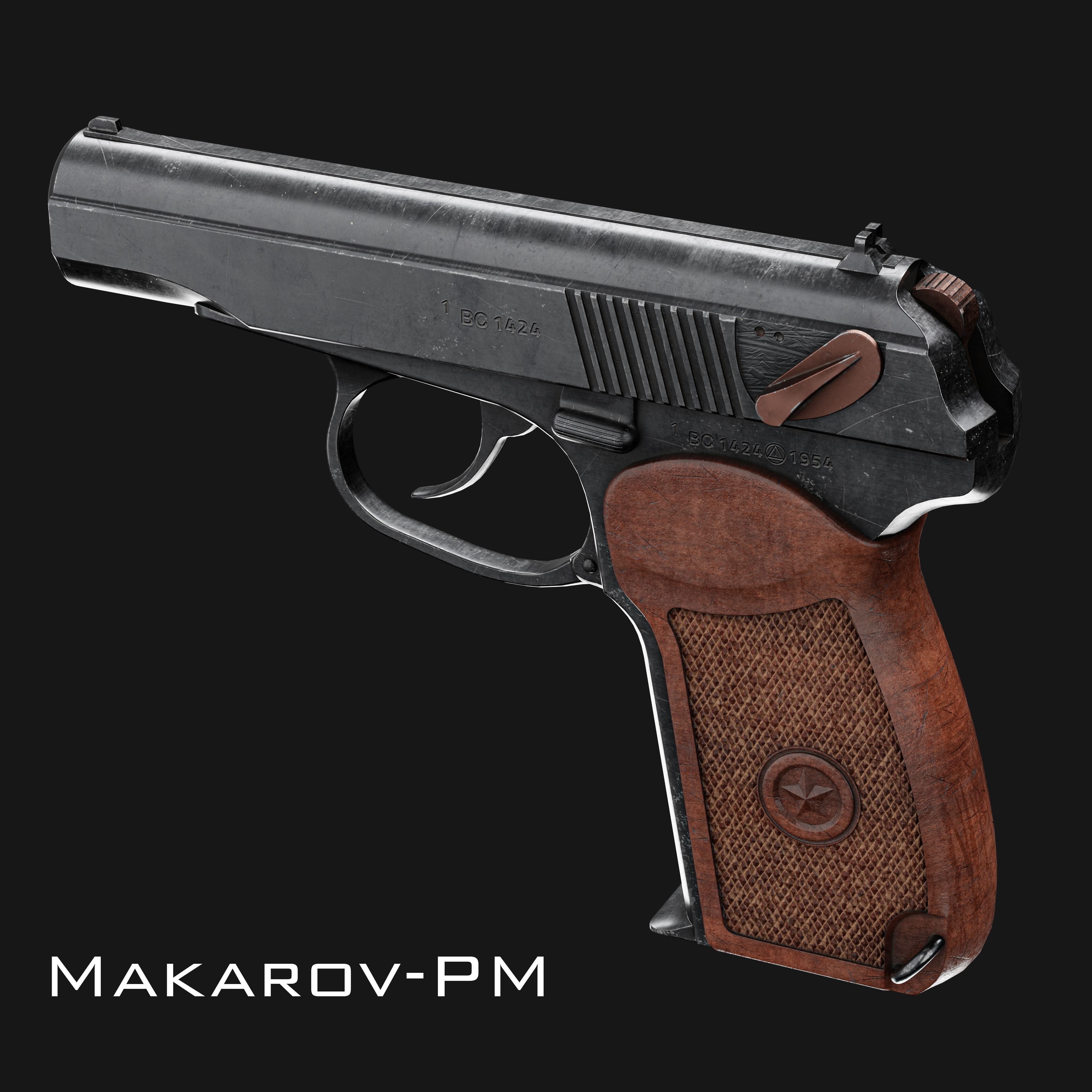 Makarov PM Pistol -  Game Ready Low-poly 3D model_1