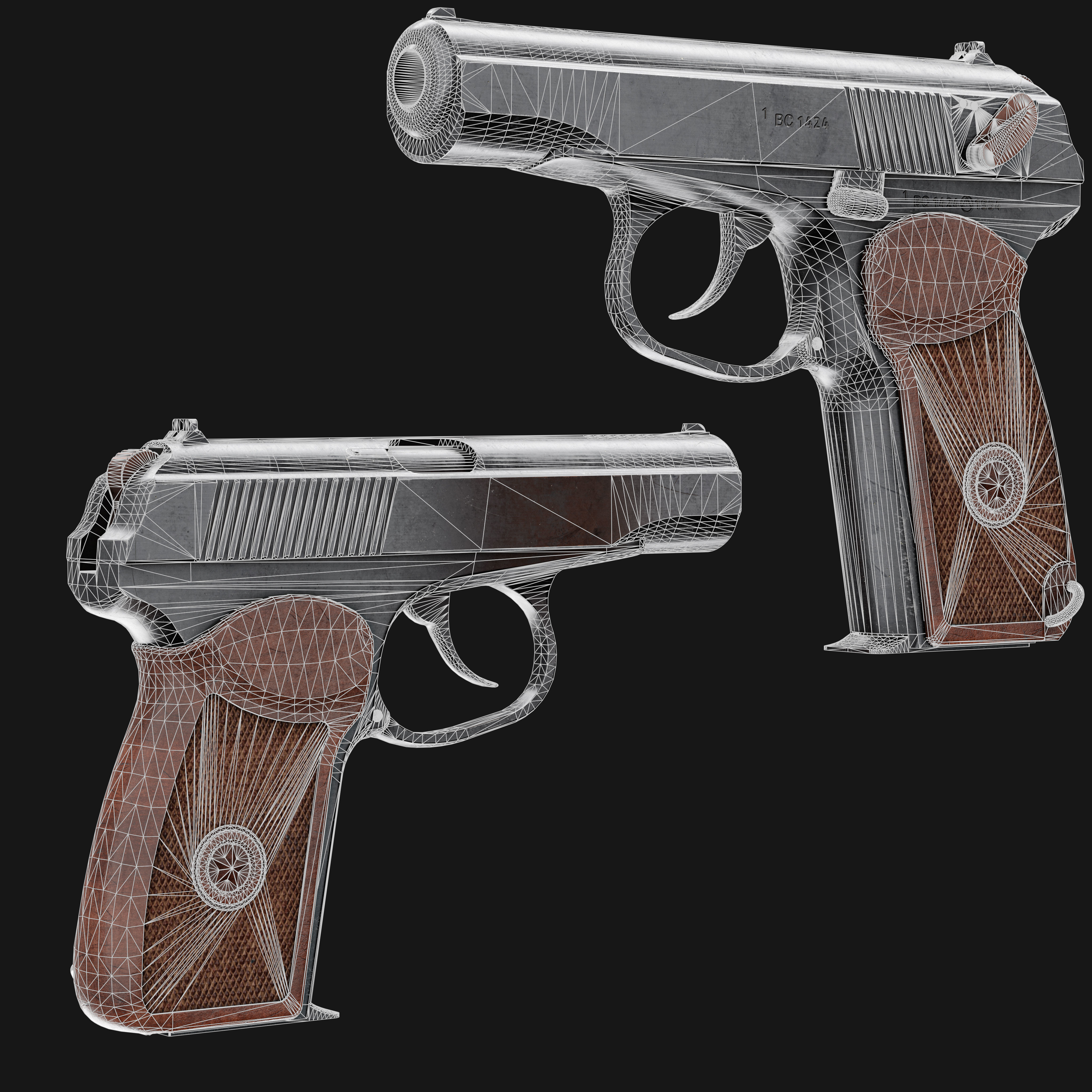 Makarov PM Pistol -  Game Ready Low-poly 3D model_5