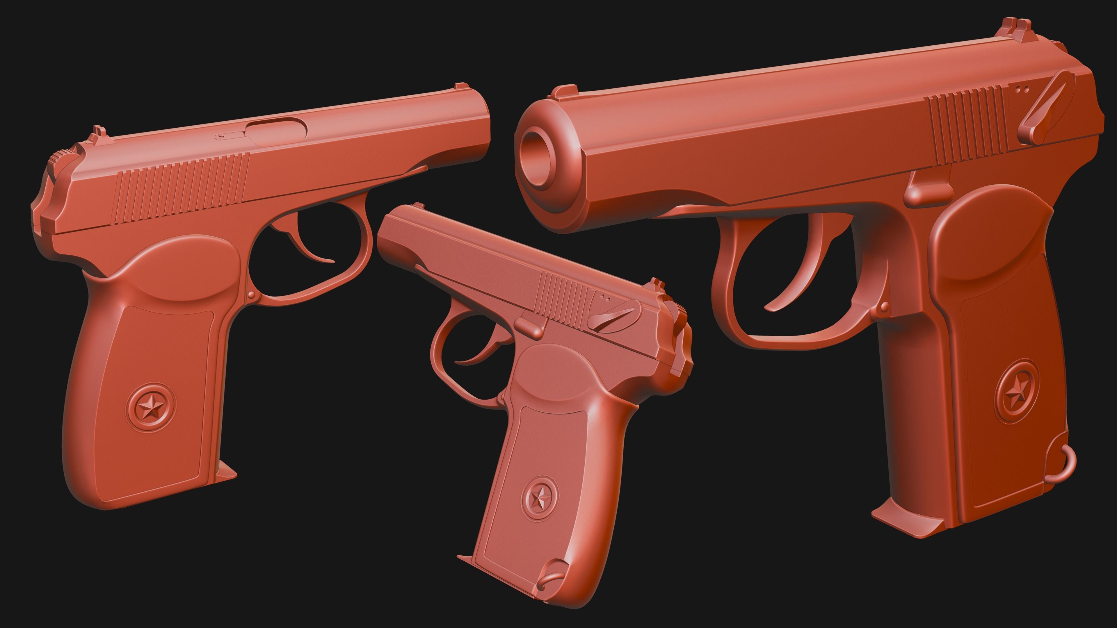 Makarov PM Pistol -  Game Ready Low-poly 3D model_7