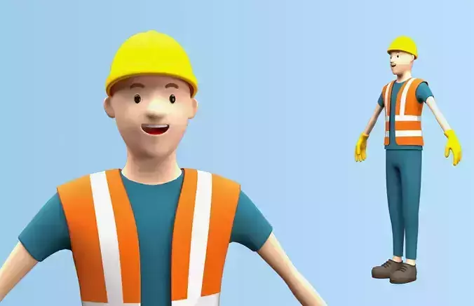 Cartoon Male Worker 3D Model