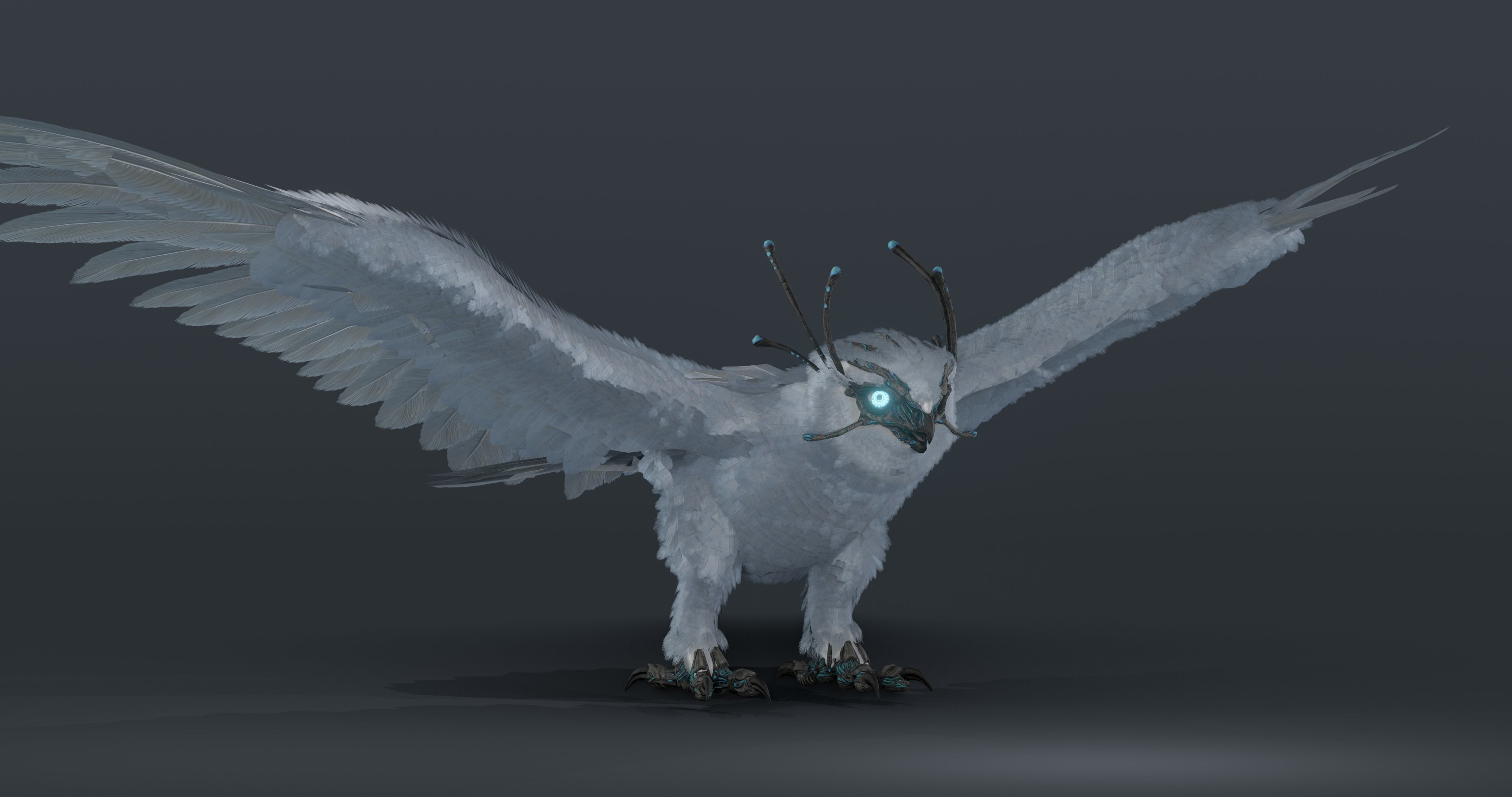 Mystic Owl - rigged Low-poly 3D model_13