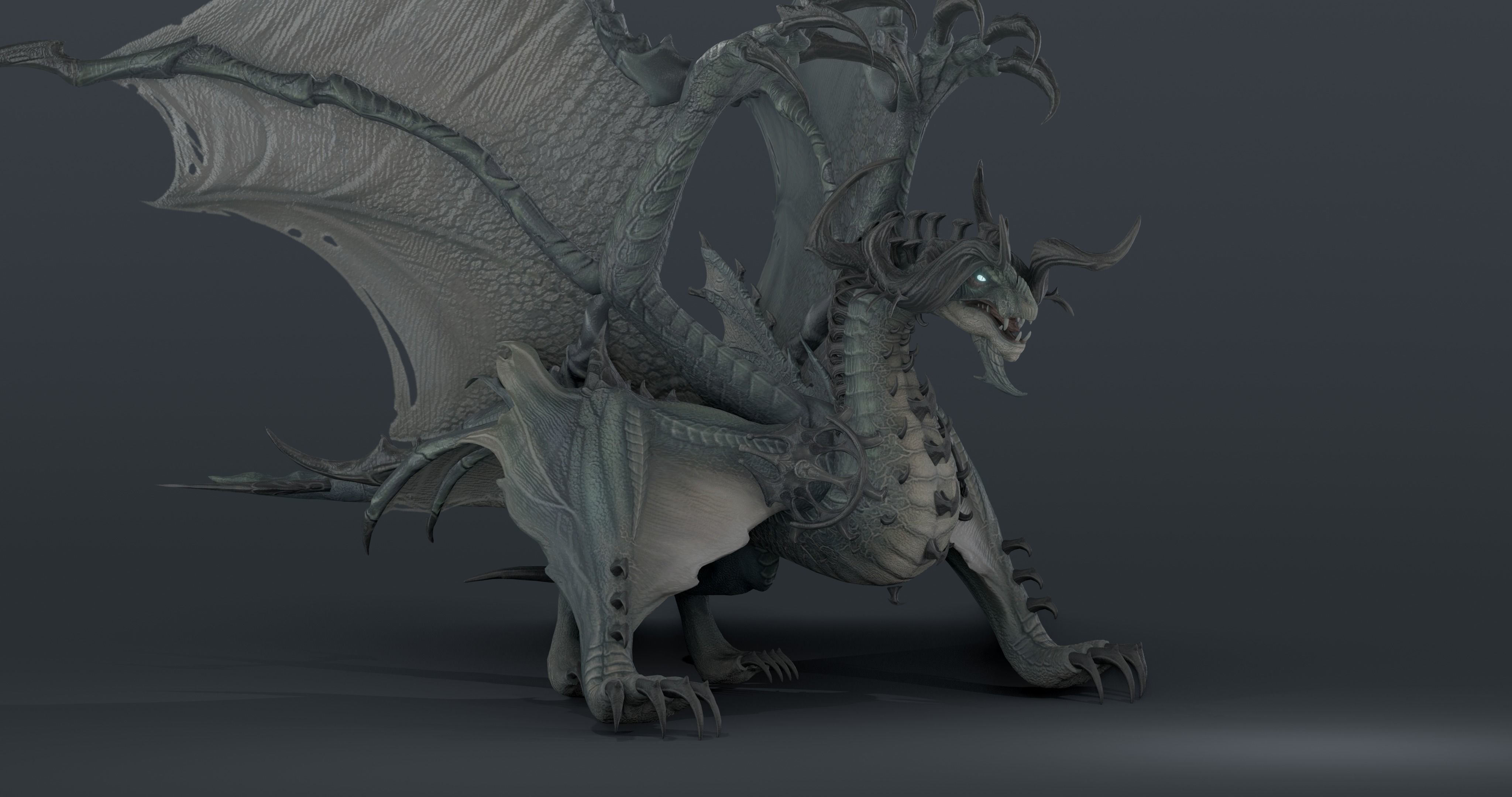 Snake dragon - rigged blender model Low-poly 3D model_1