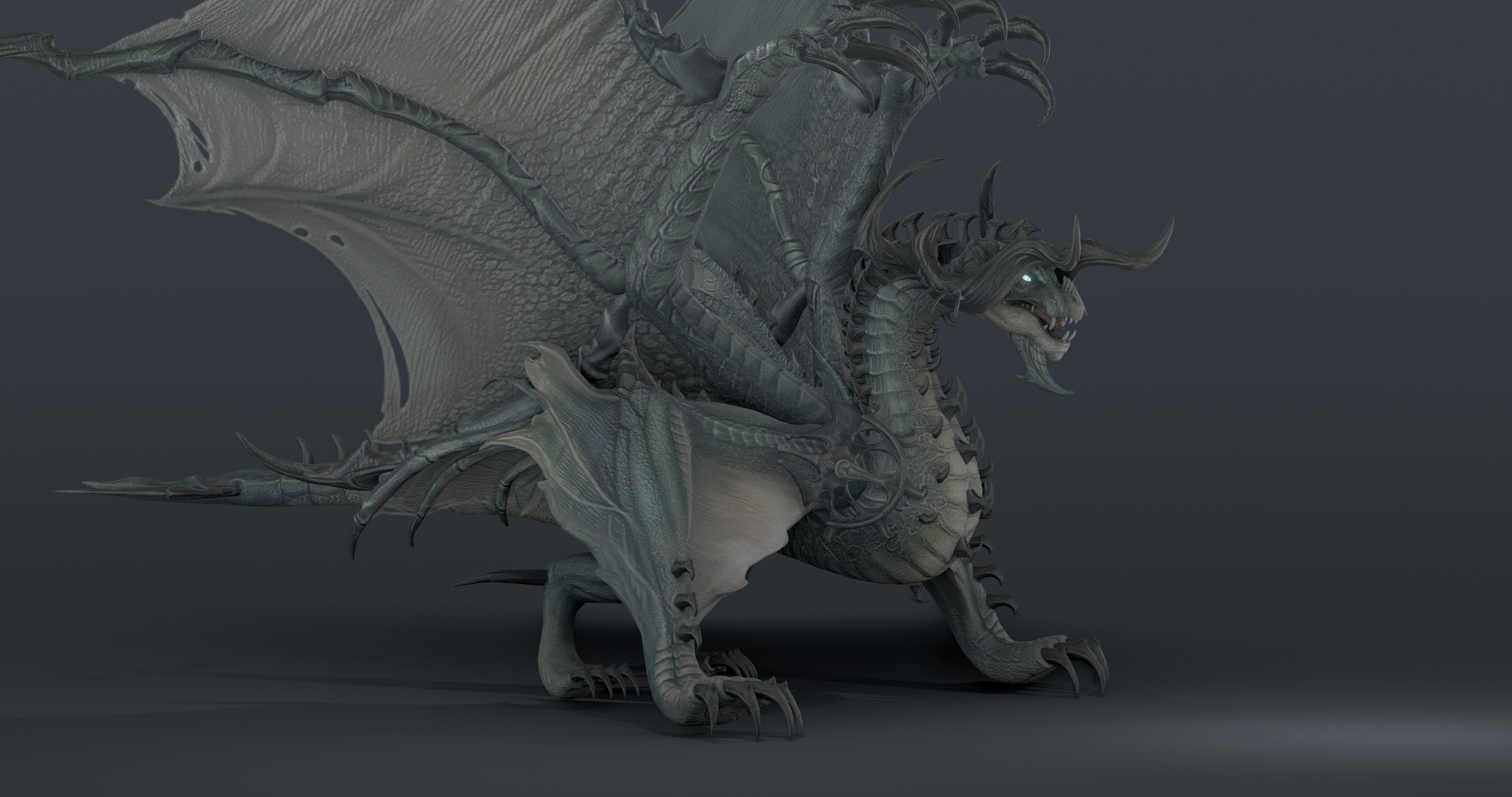 Snake dragon - rigged blender model Low-poly 3D model_2