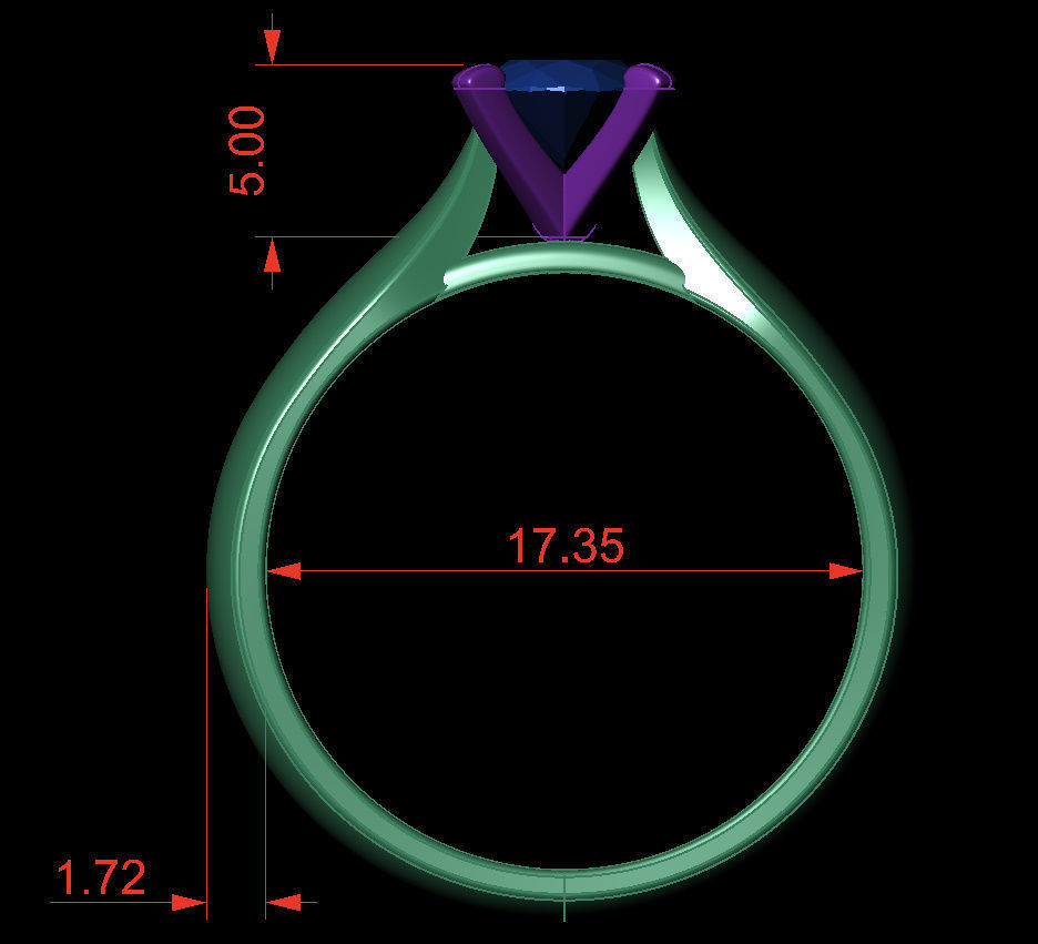 Oval 0-75-CT Quarter Round Profile Shank Width 4-00mm 3D print model_4