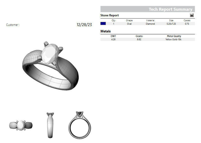 Oval 0-75-CT Quarter Round Profile Shank Width 4-00mm 3D print model_1