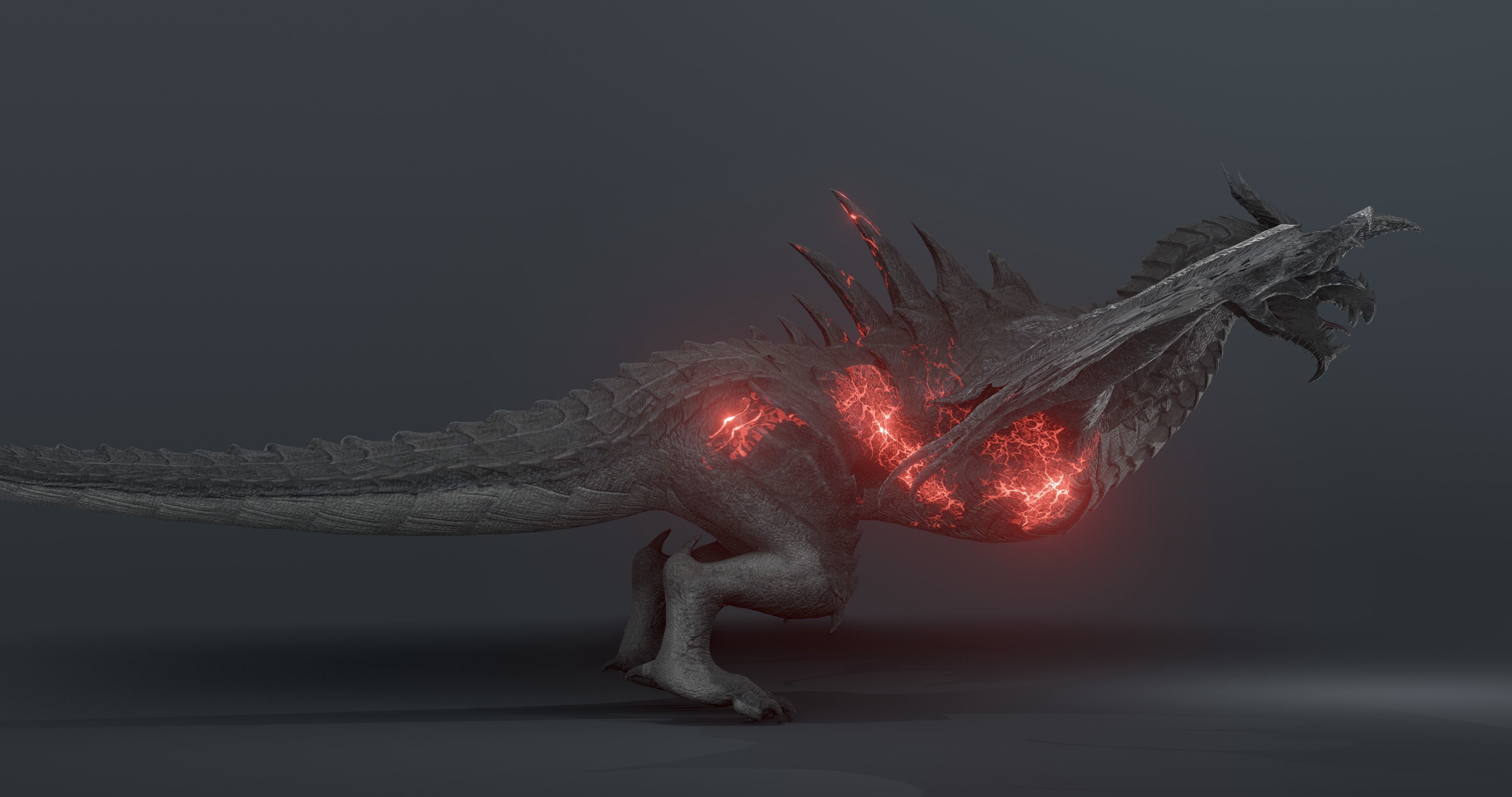 Disaster dragon - rigged blender model Low-poly 3D model_4