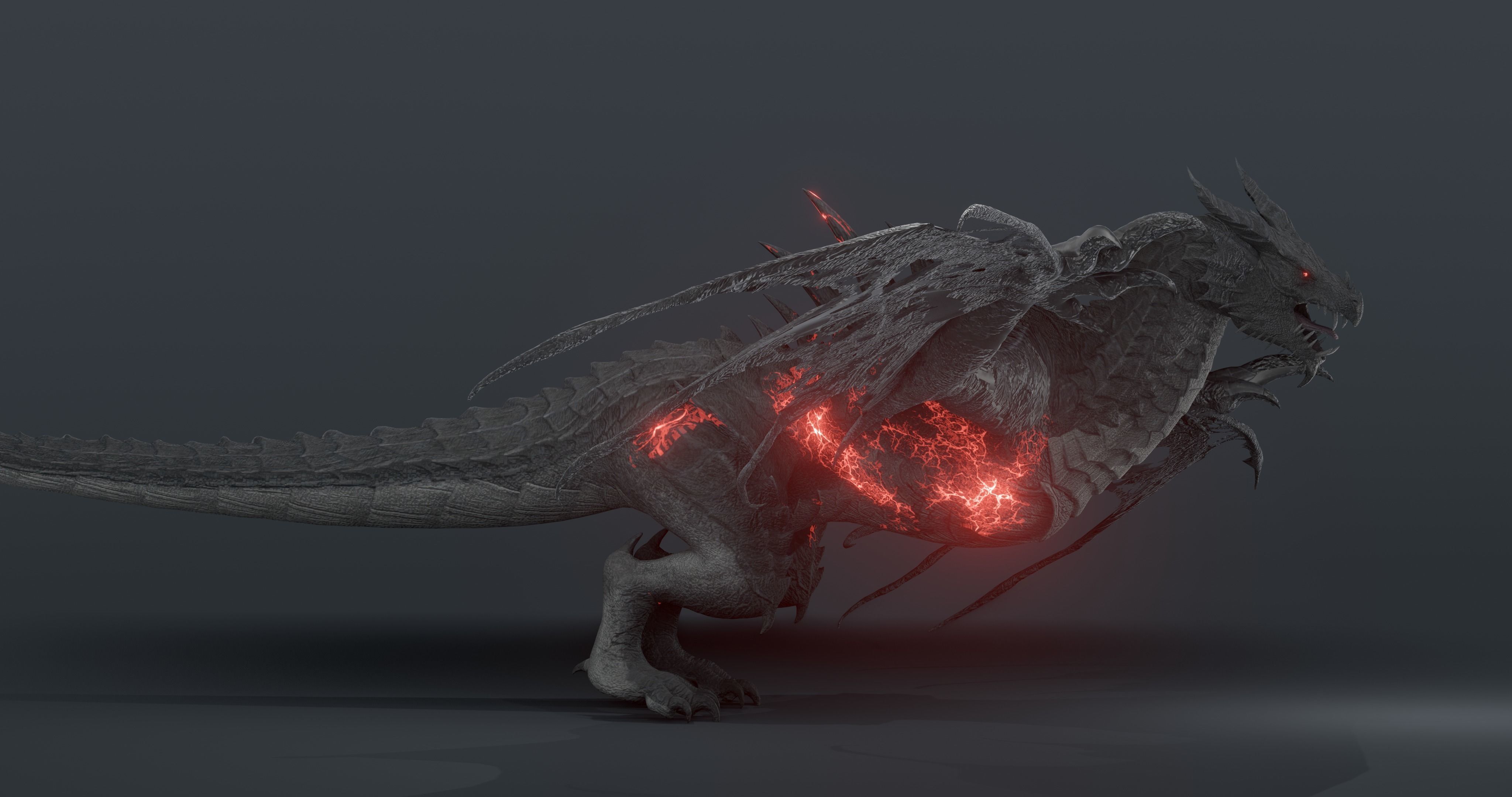 Disaster dragon - rigged blender model Low-poly 3D model_3