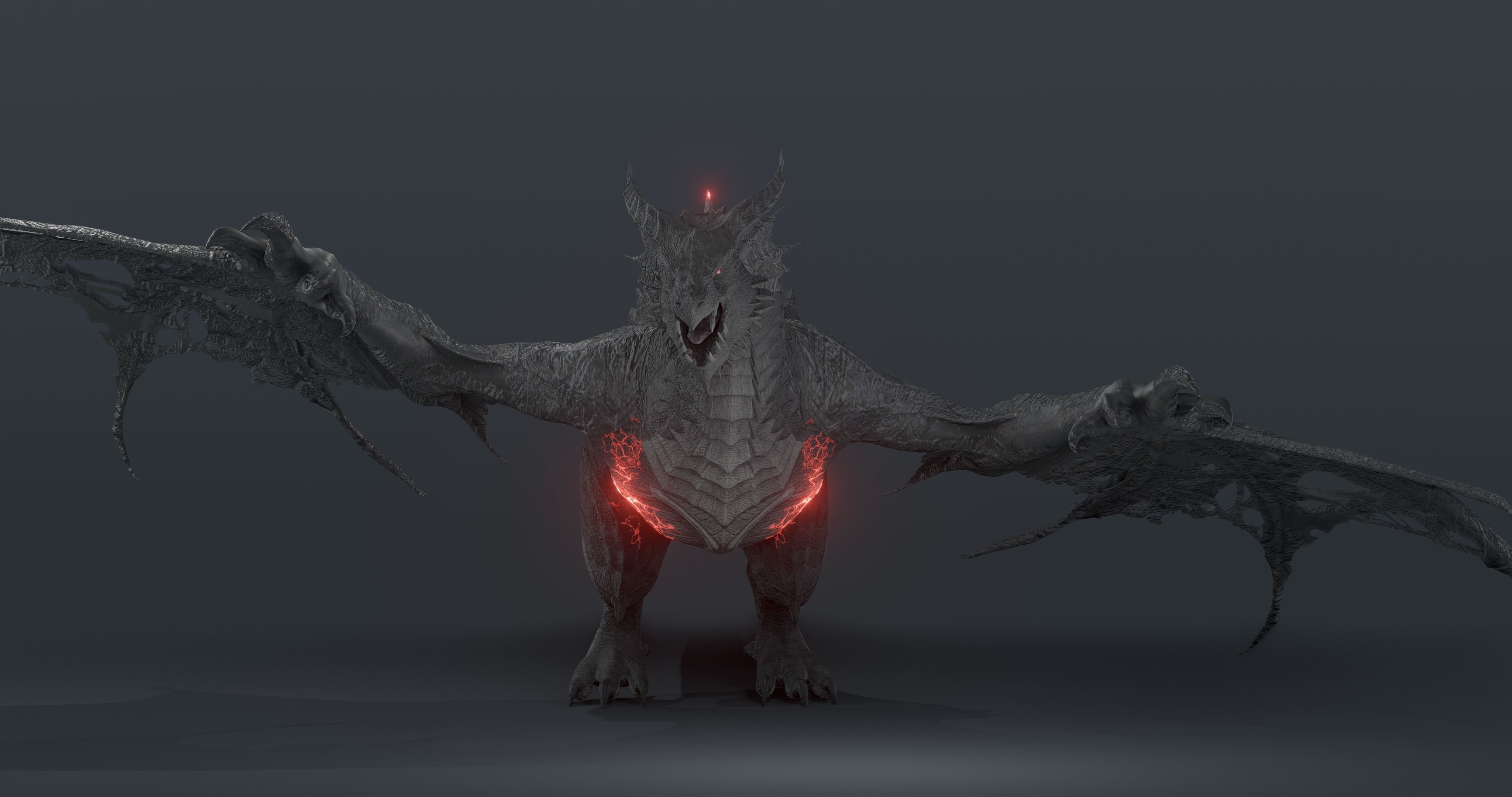 Disaster dragon - rigged blender model Low-poly 3D model_12