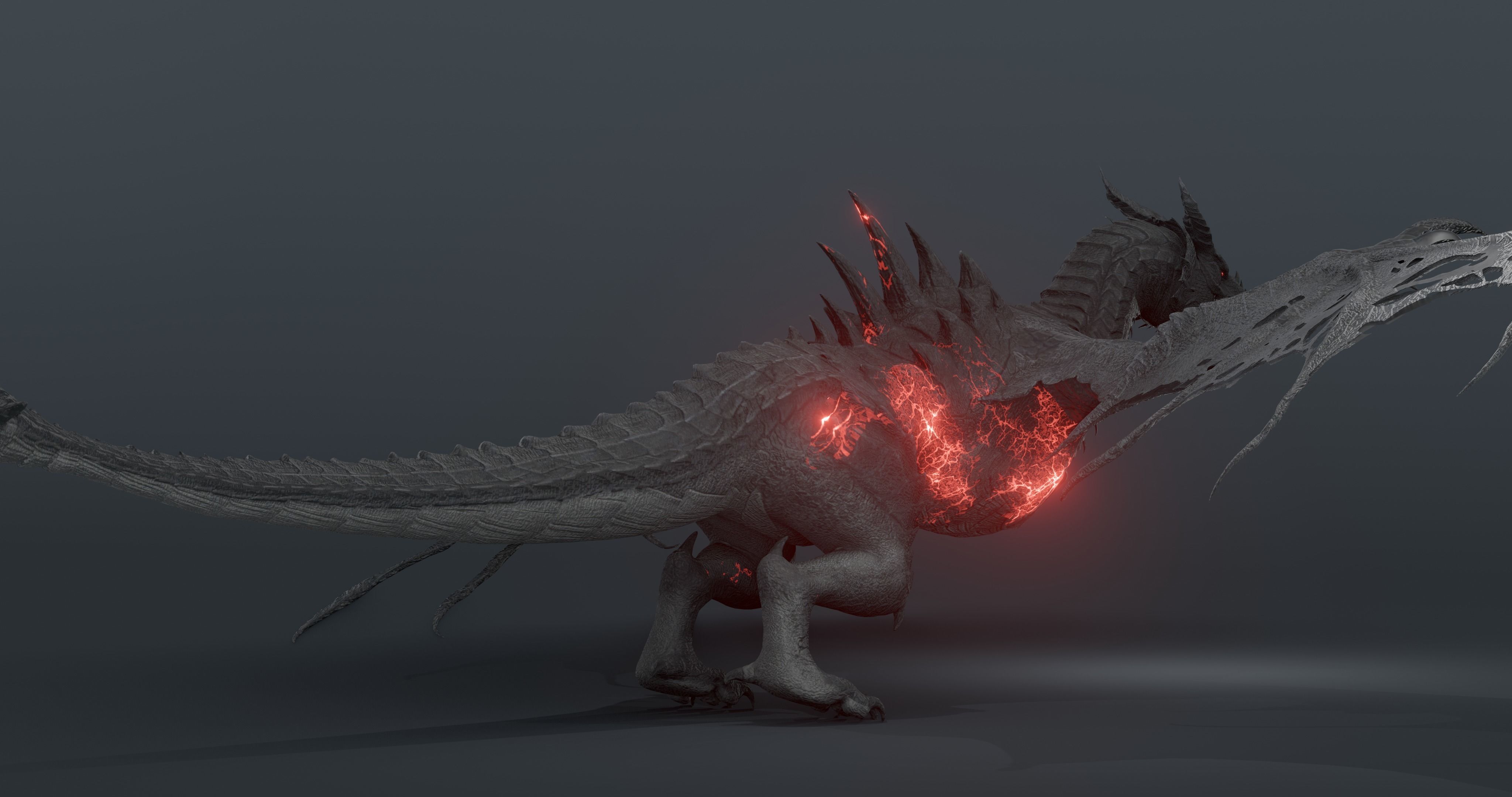 Disaster dragon - rigged blender model Low-poly 3D model_5