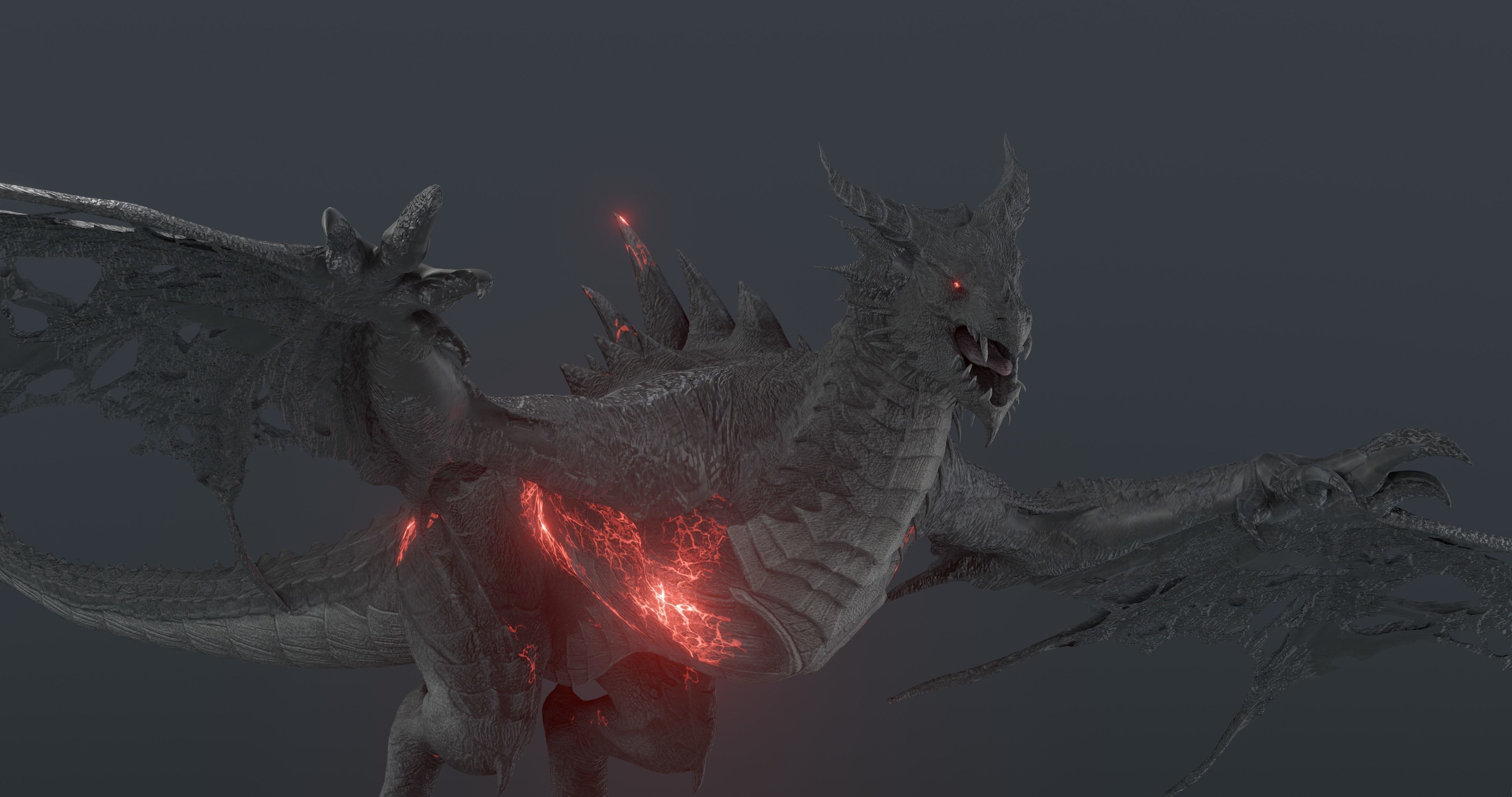 Disaster dragon - rigged blender model Low-poly 3D model_23