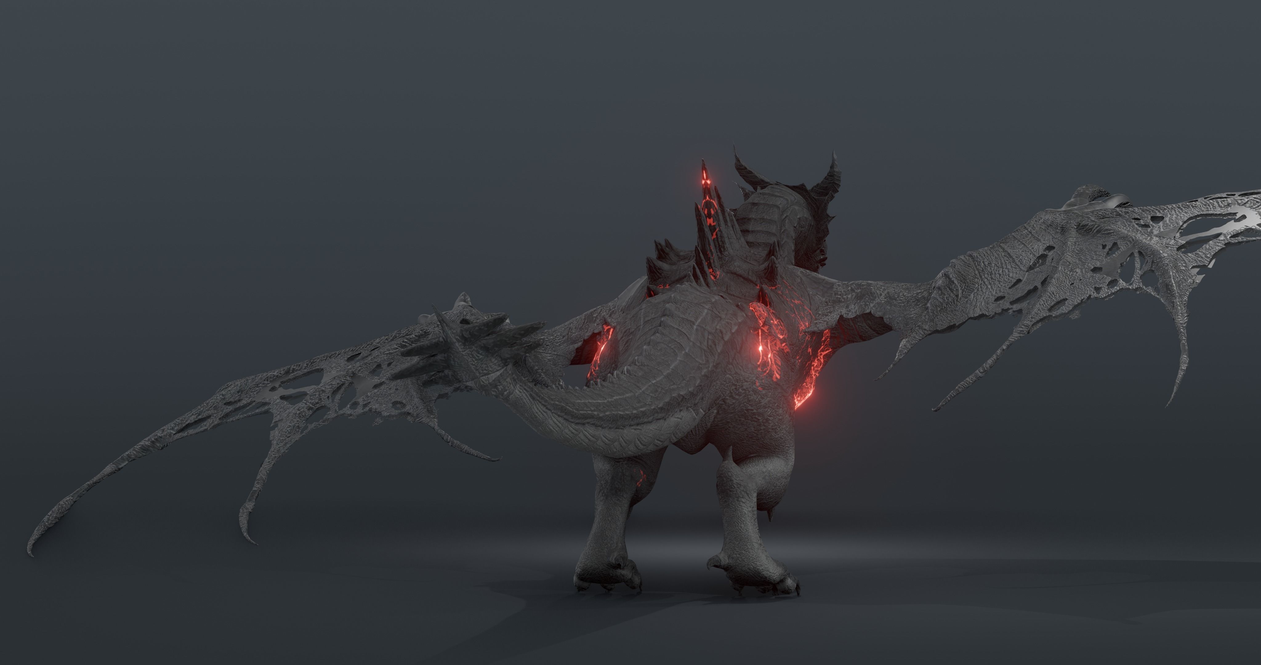 Disaster dragon - rigged blender model Low-poly 3D model_6