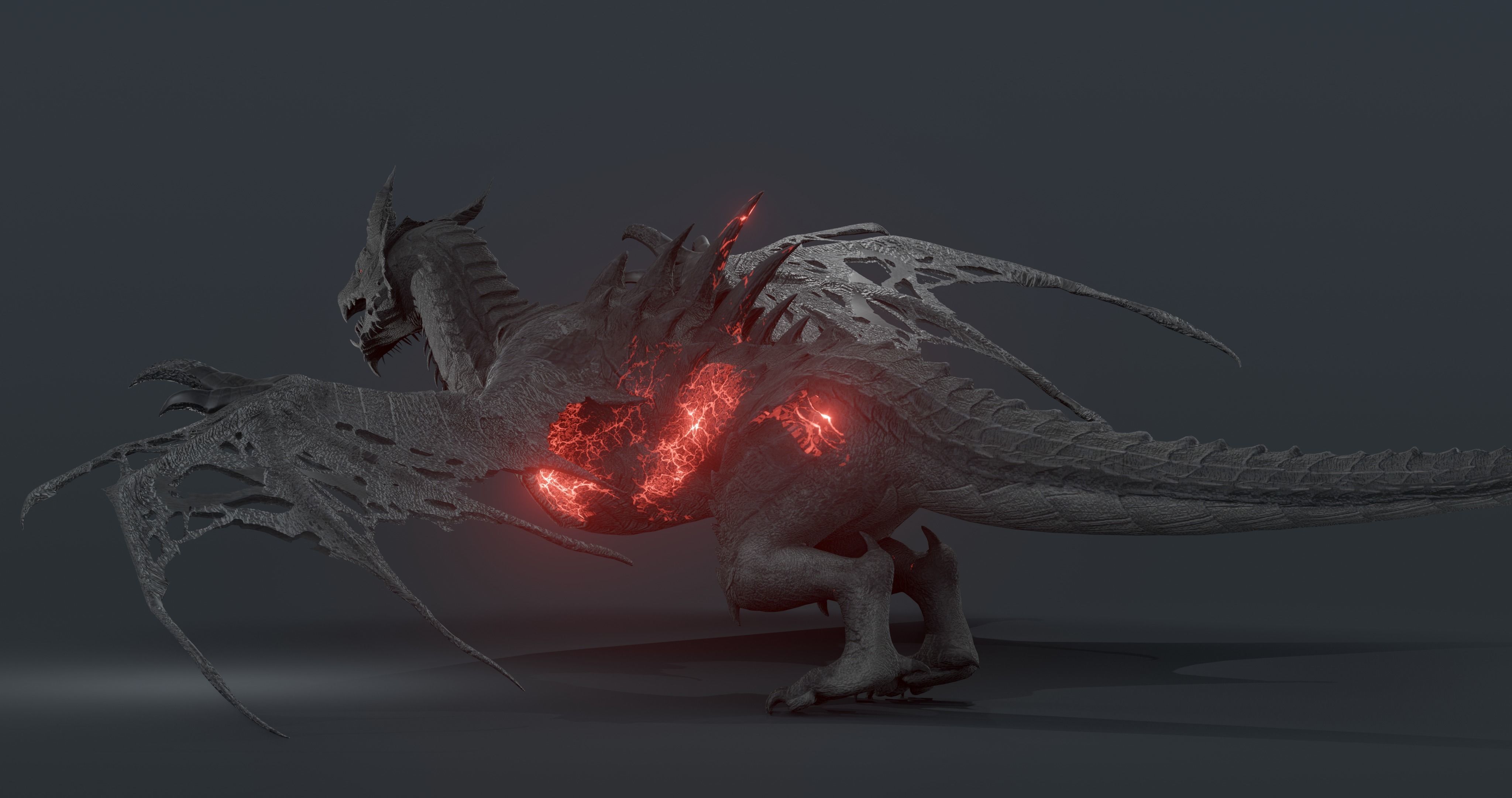 Disaster dragon - rigged blender model Low-poly 3D model_8