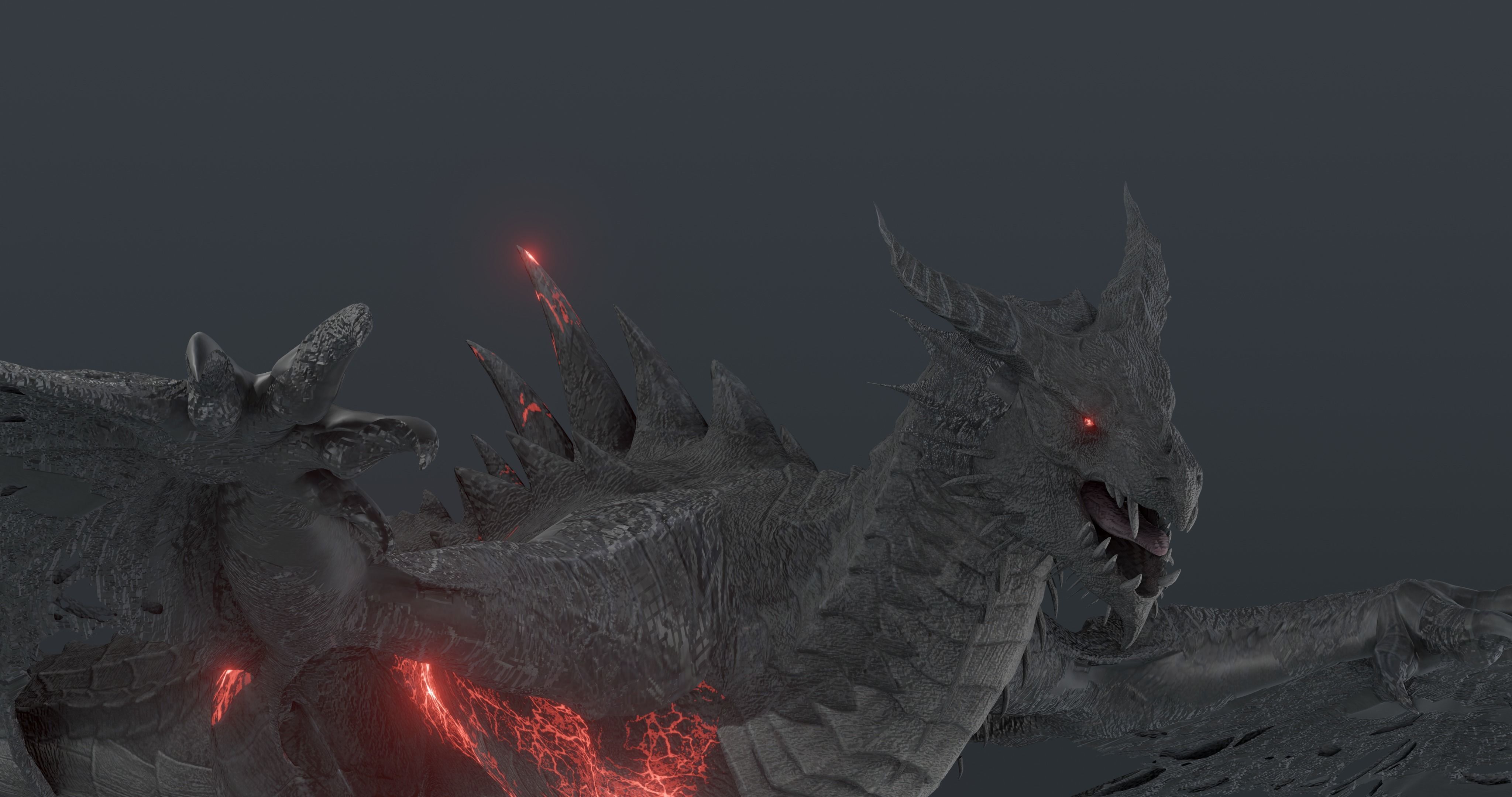 Disaster dragon - rigged blender model Low-poly 3D model_15