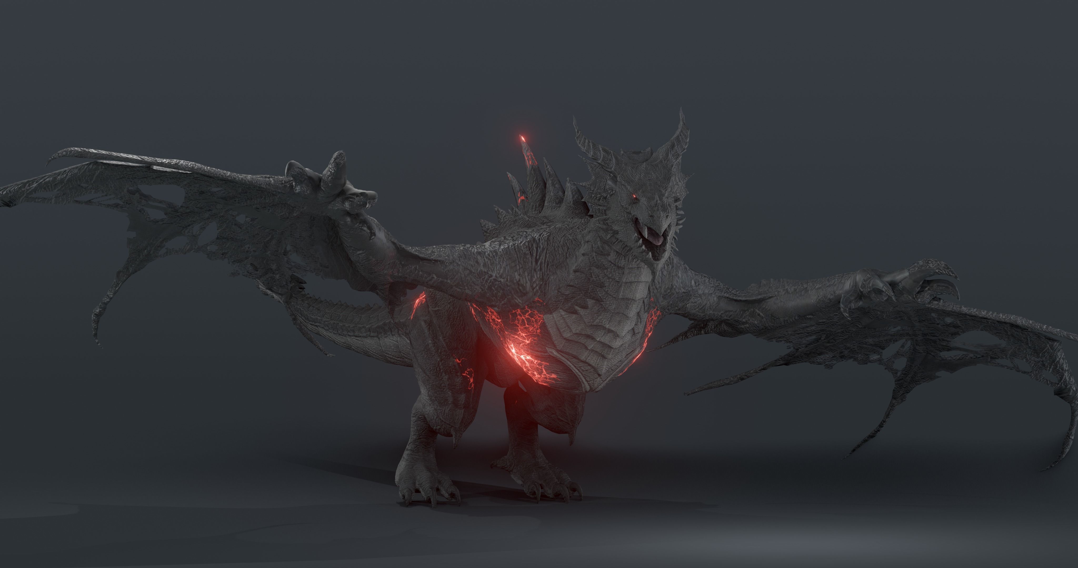 Disaster dragon - rigged blender model Low-poly 3D model_13