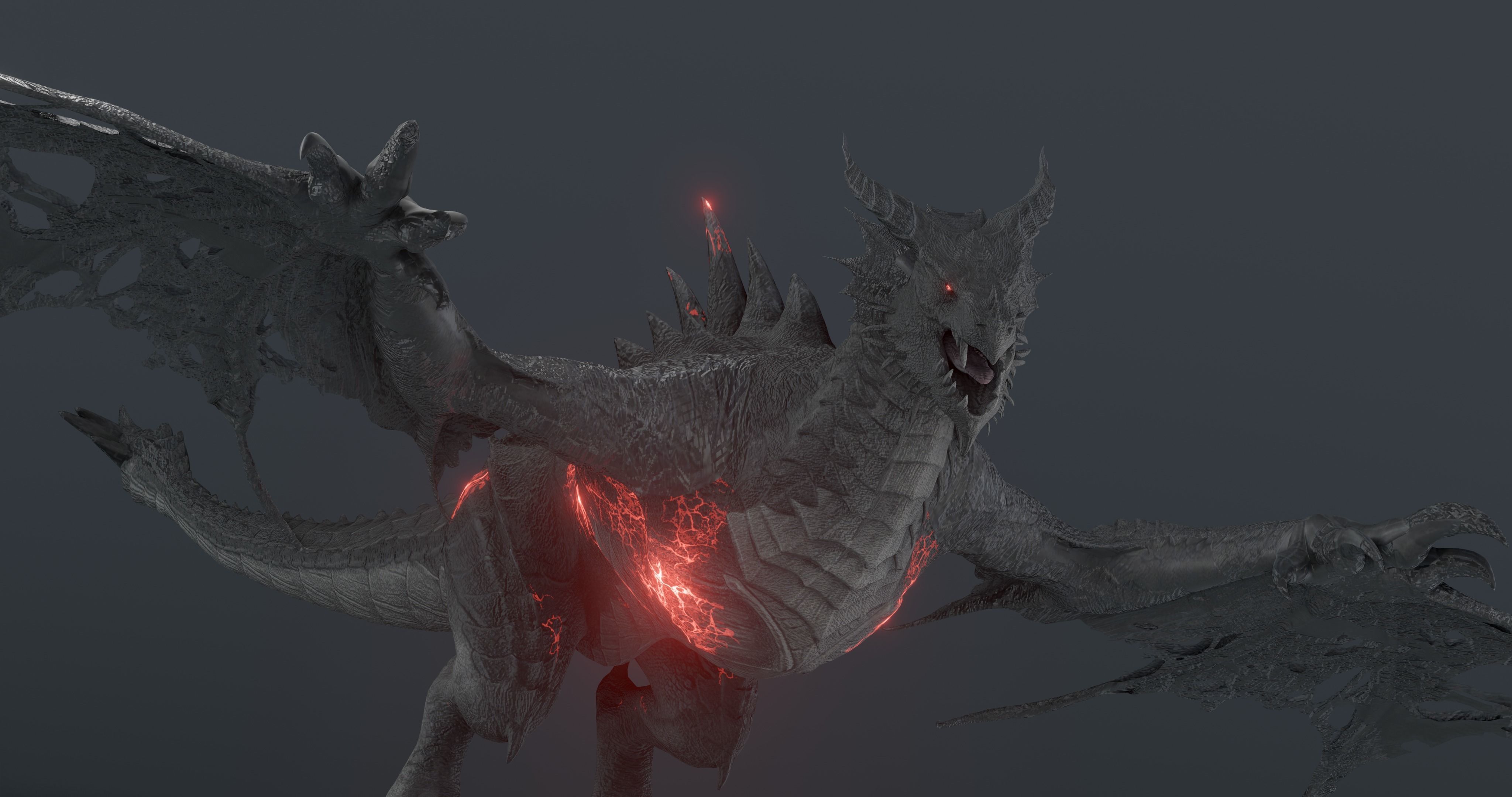 Disaster dragon - rigged blender model Low-poly 3D model_24