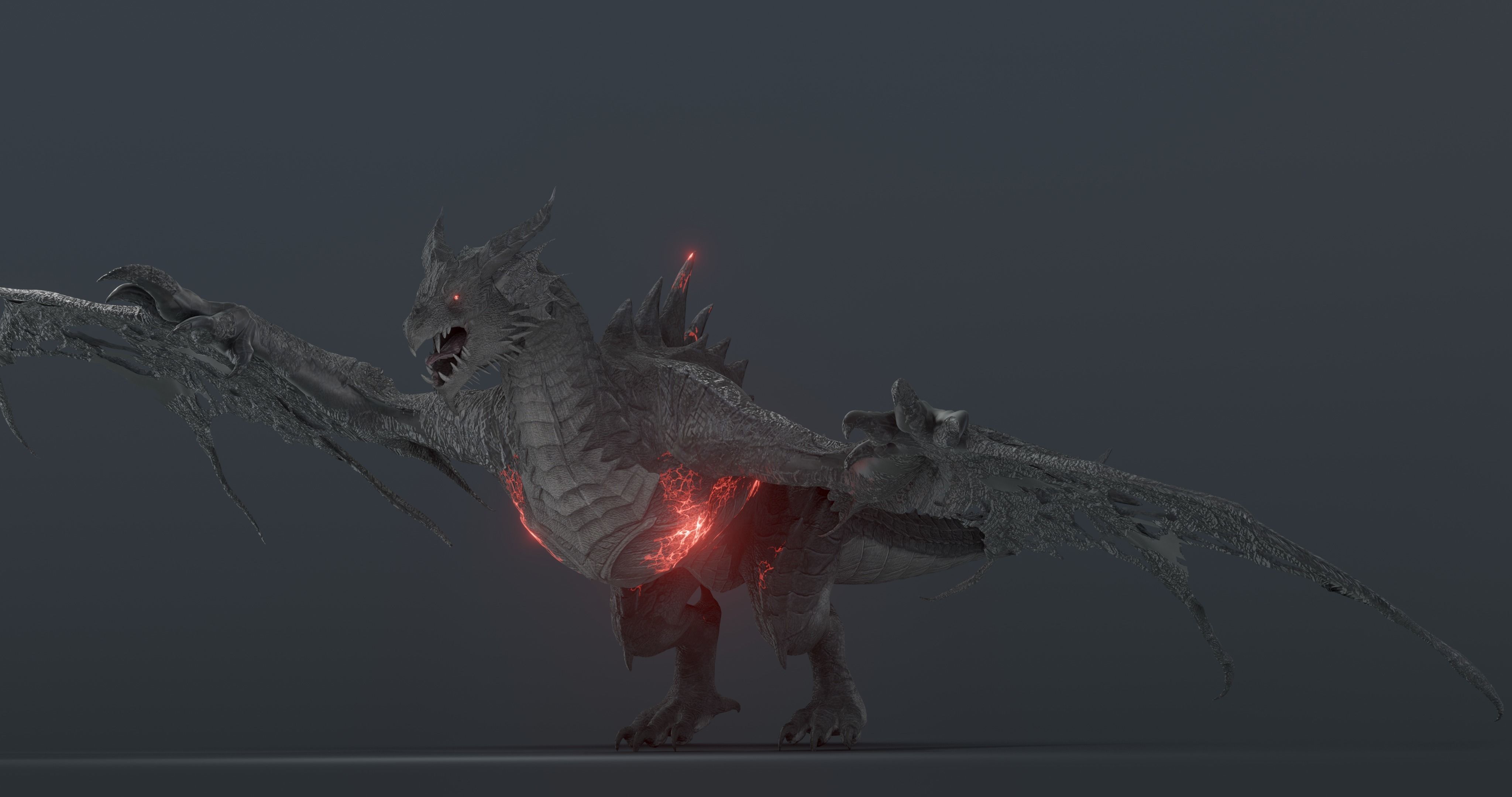 Disaster dragon - rigged blender model Low-poly 3D model_18