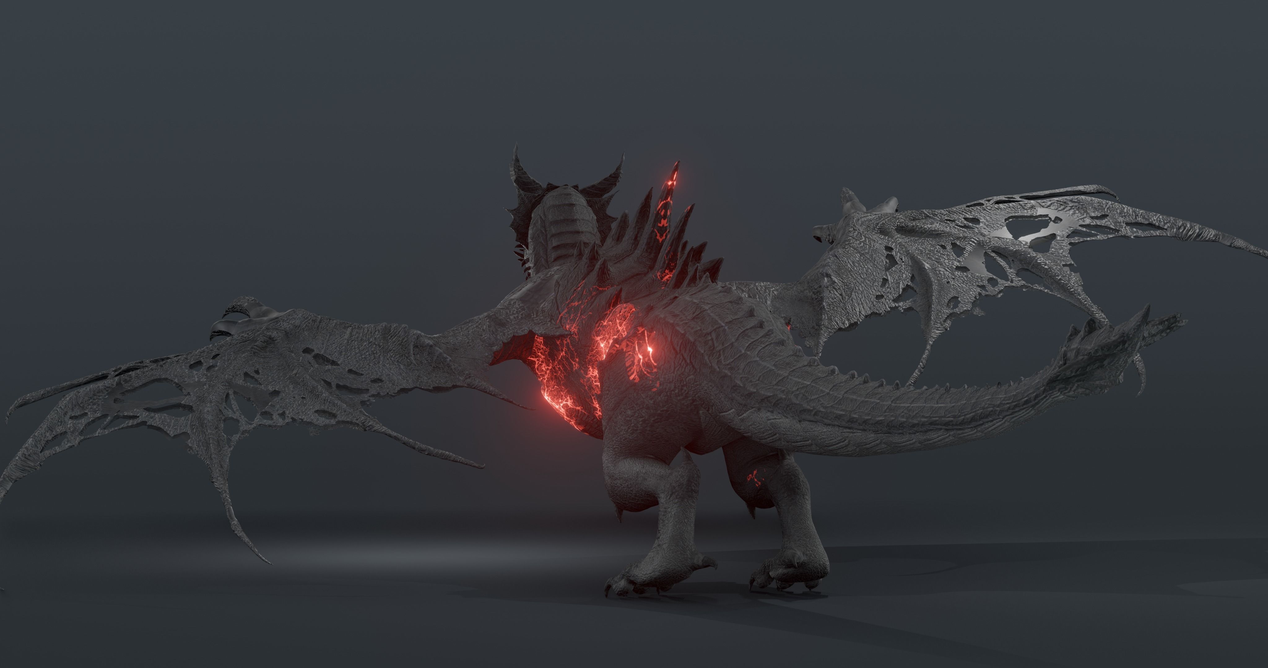 Disaster dragon - rigged blender model Low-poly 3D model_7