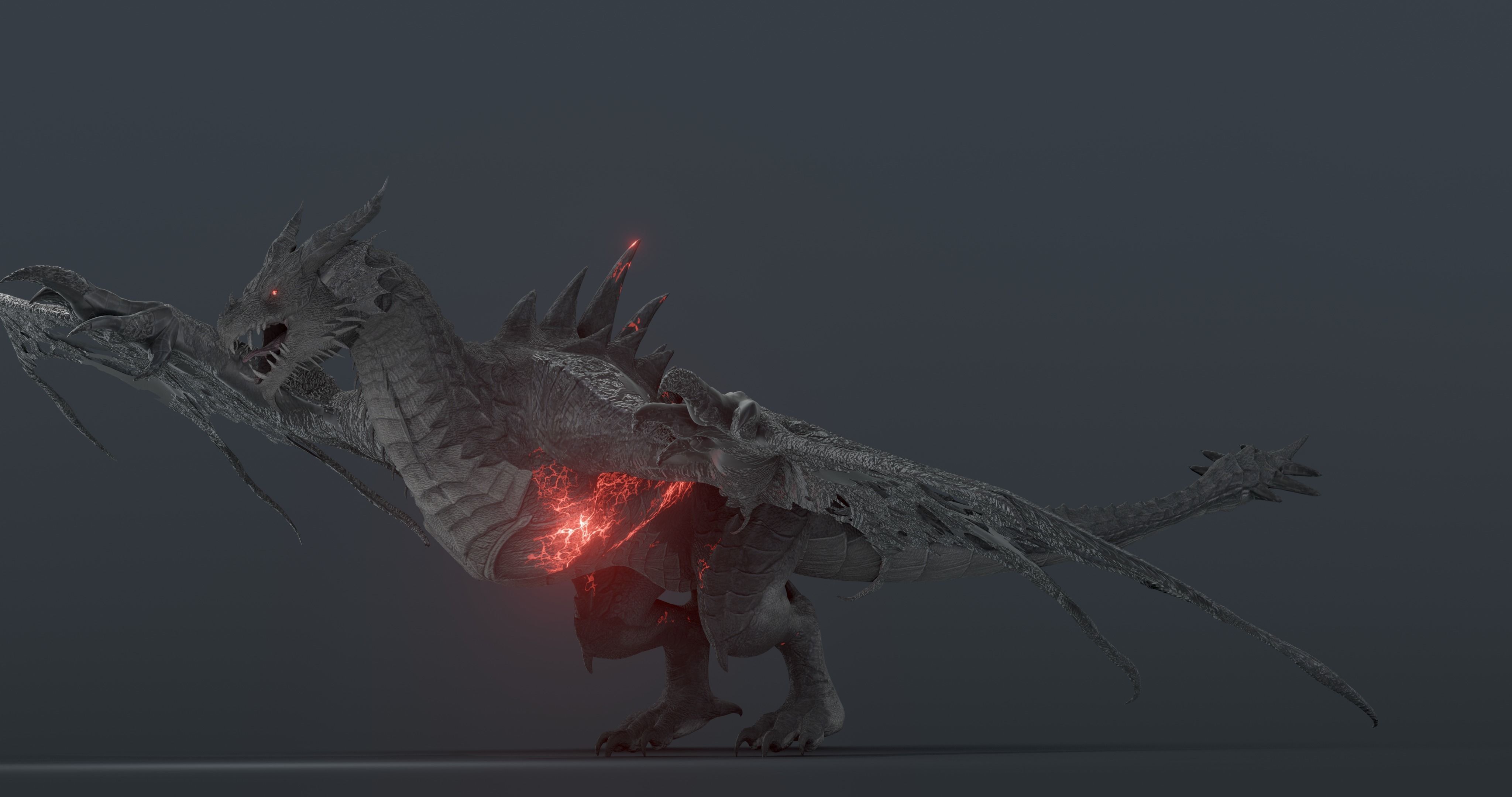 Disaster dragon - rigged blender model Low-poly 3D model_19