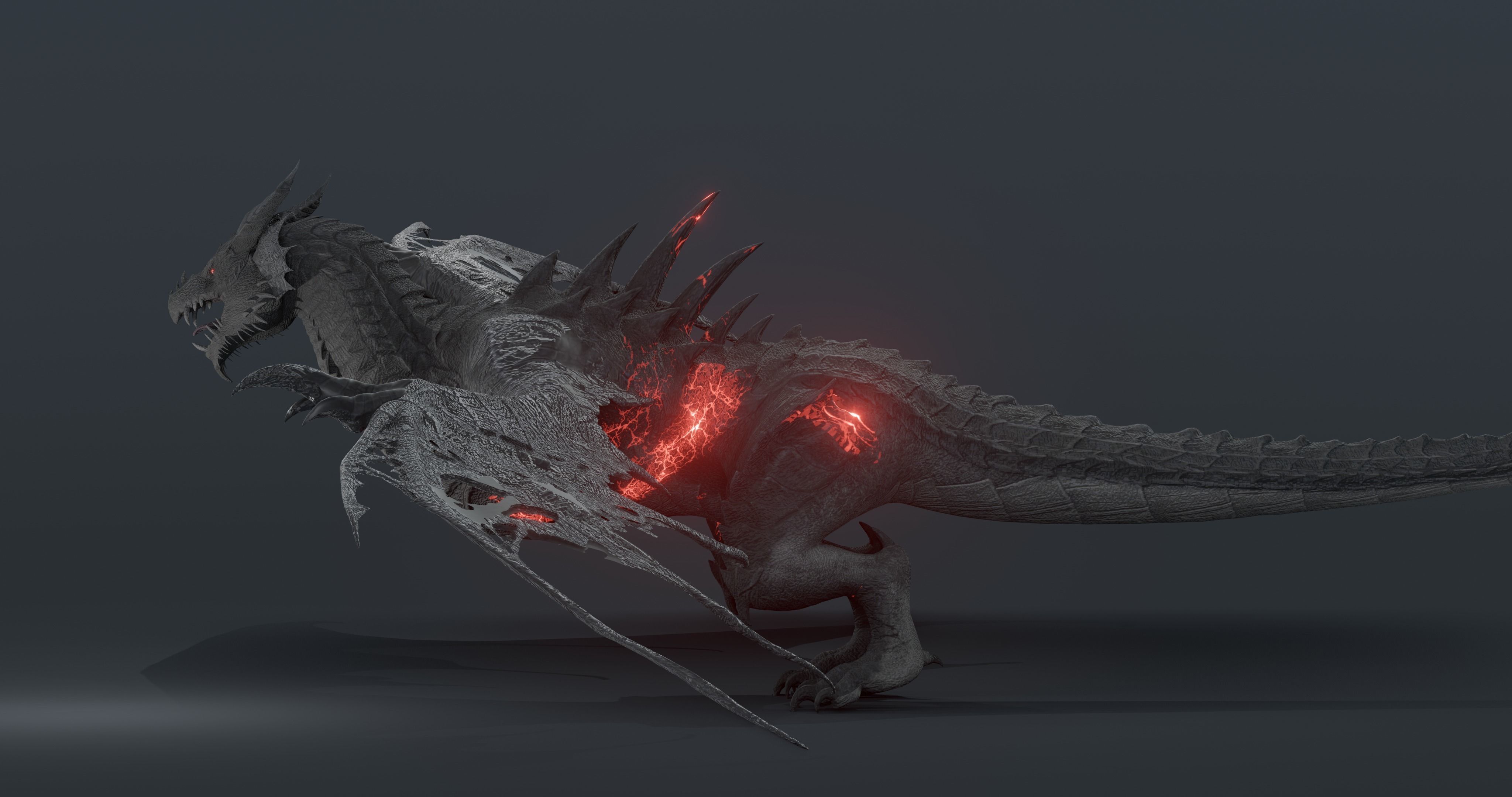 Disaster dragon - rigged blender model Low-poly 3D model_9