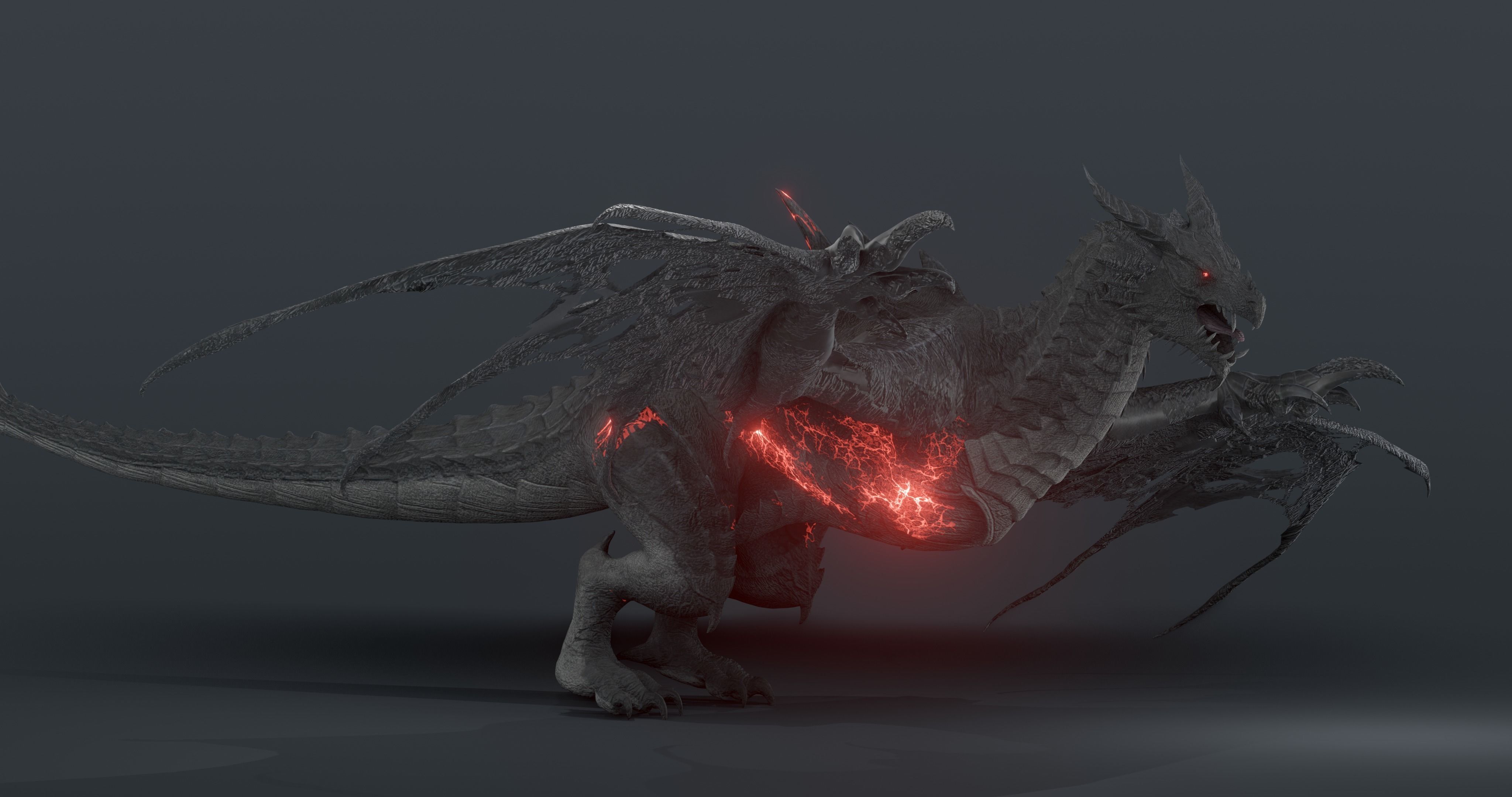 Disaster dragon - rigged blender model Low-poly 3D model_2
