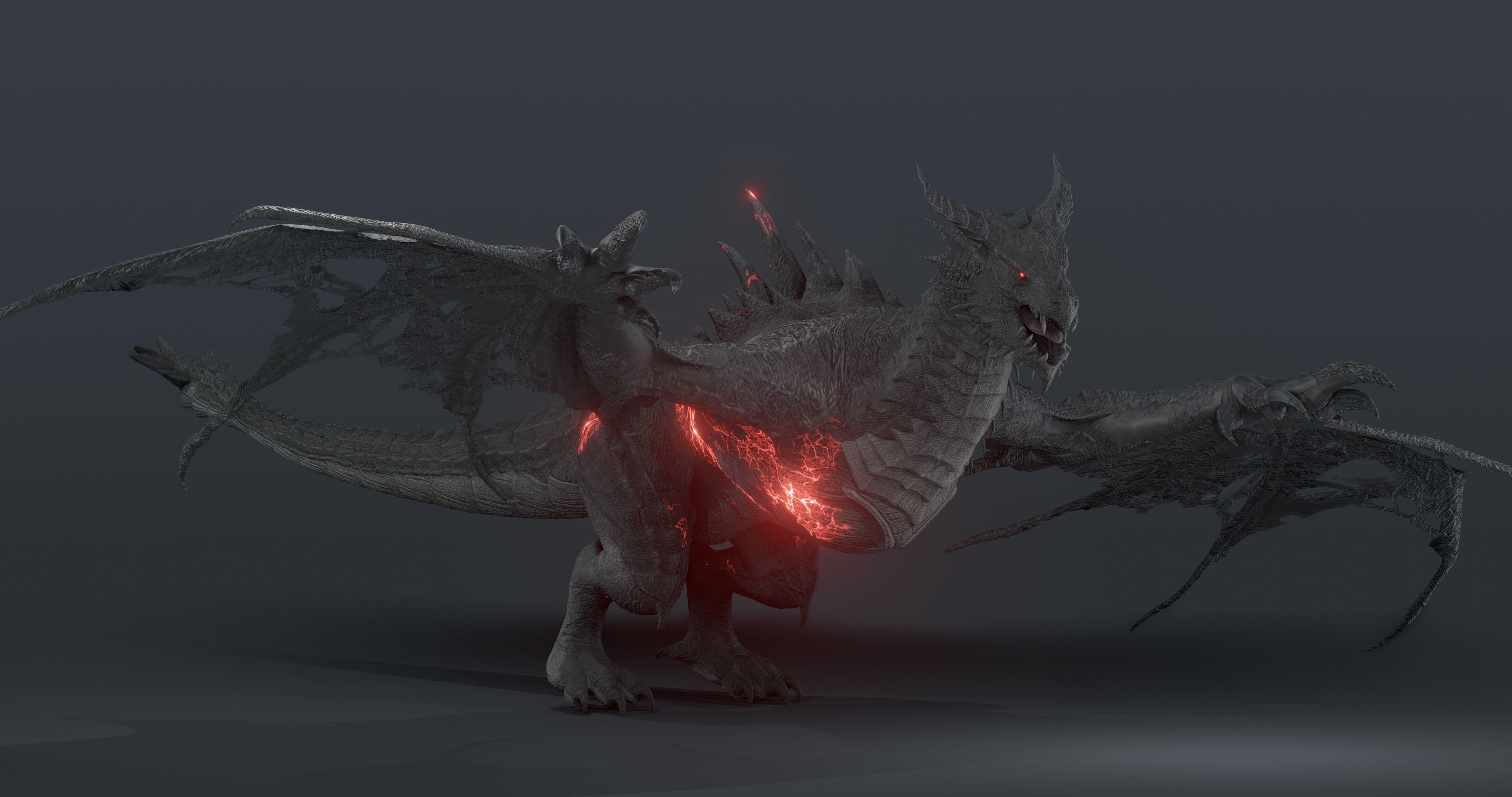Disaster dragon - rigged blender model Low-poly 3D model_14