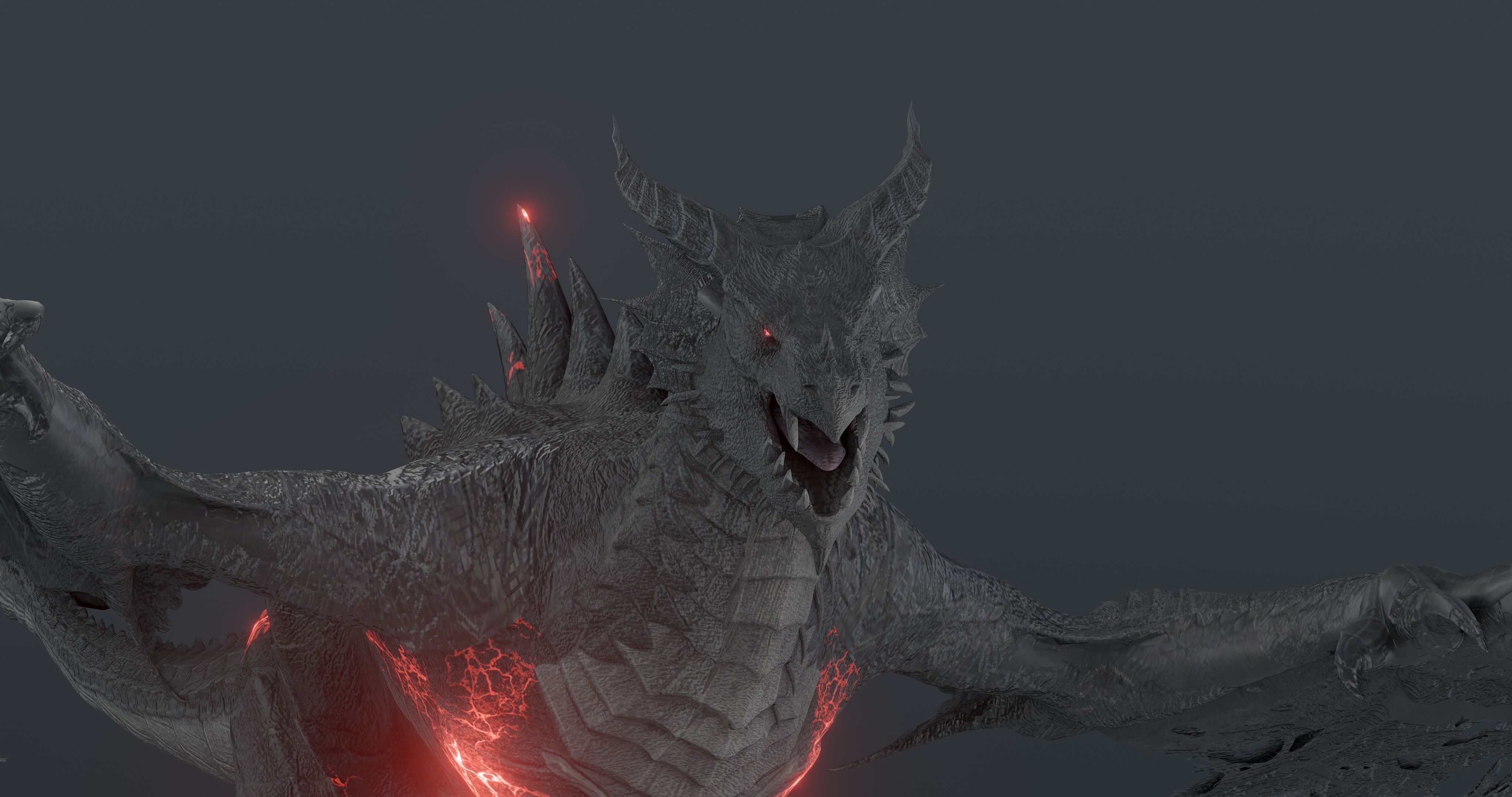 Disaster dragon - rigged blender model Low-poly 3D model_16