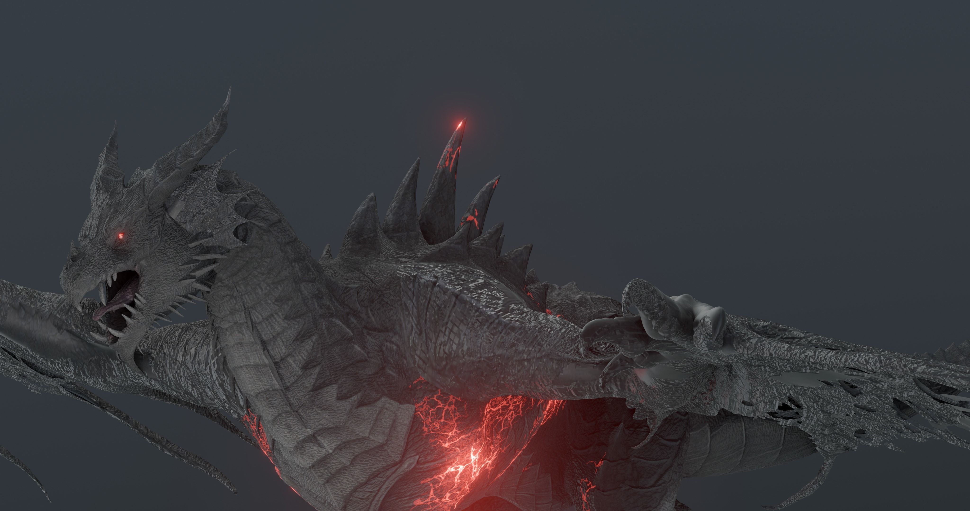 Disaster dragon - rigged blender model Low-poly 3D model_20