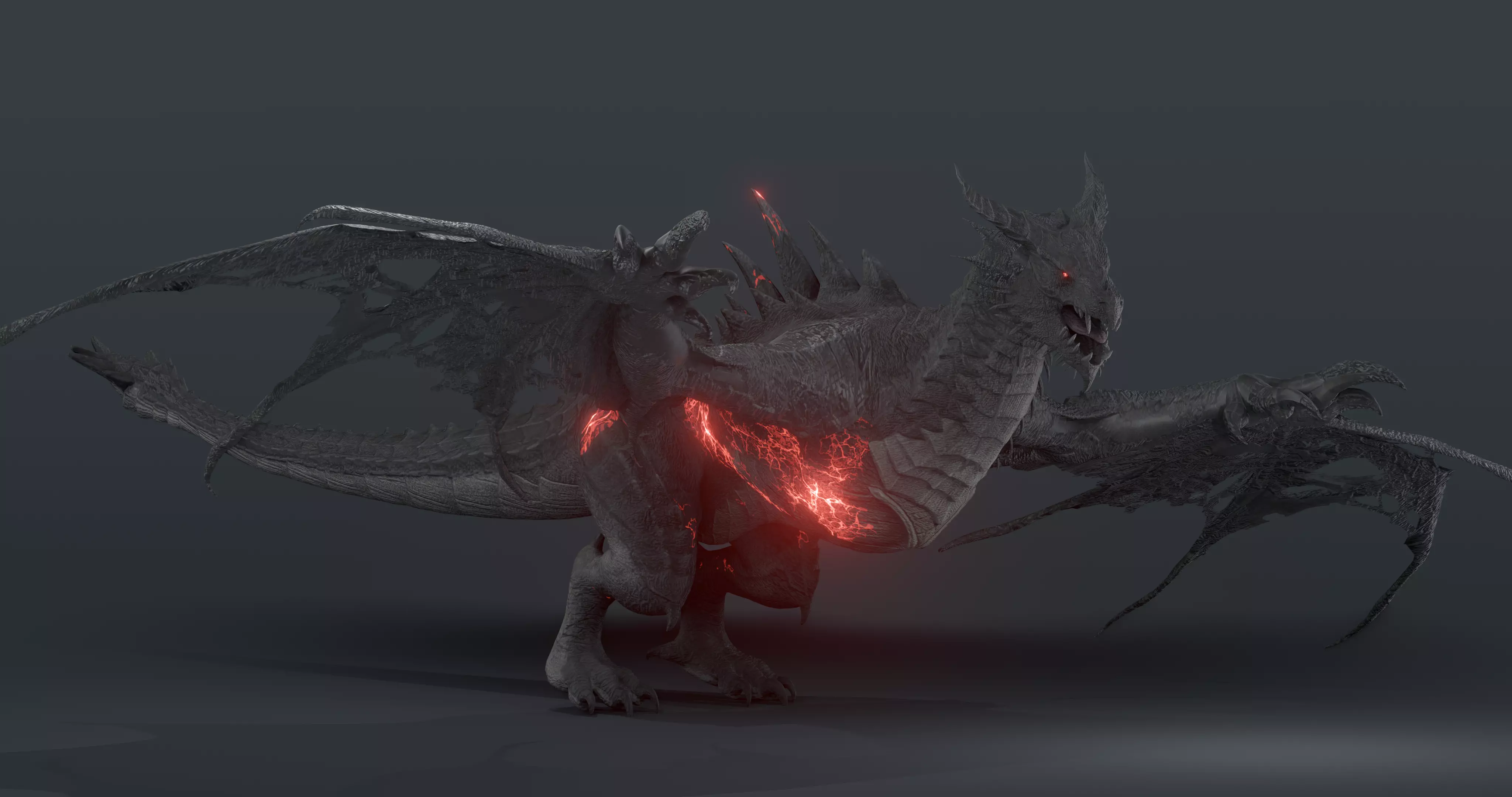 Disaster dragon - rigged blender model Low-poly 3D model_0