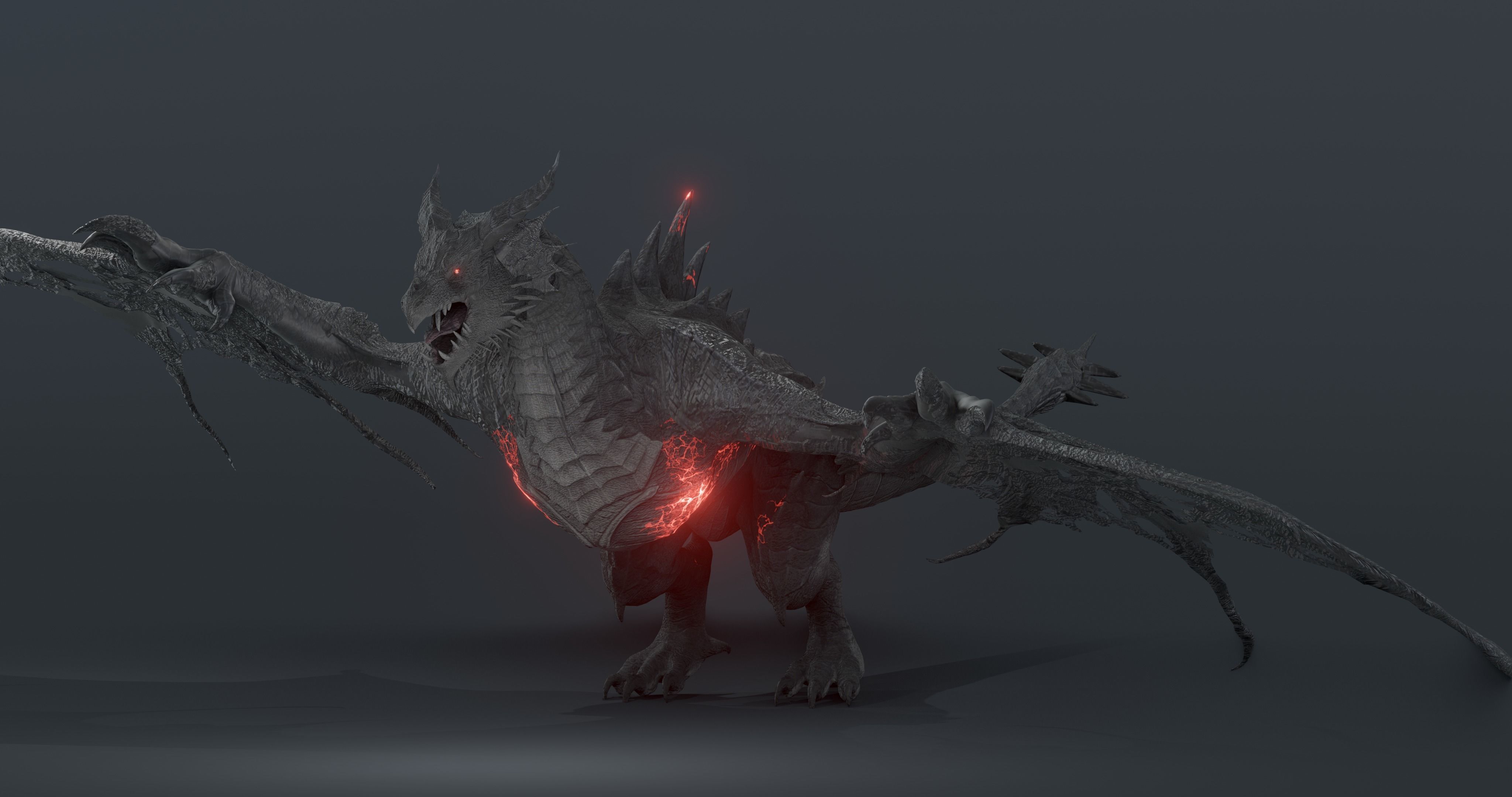 Disaster dragon - rigged blender model Low-poly 3D model_11