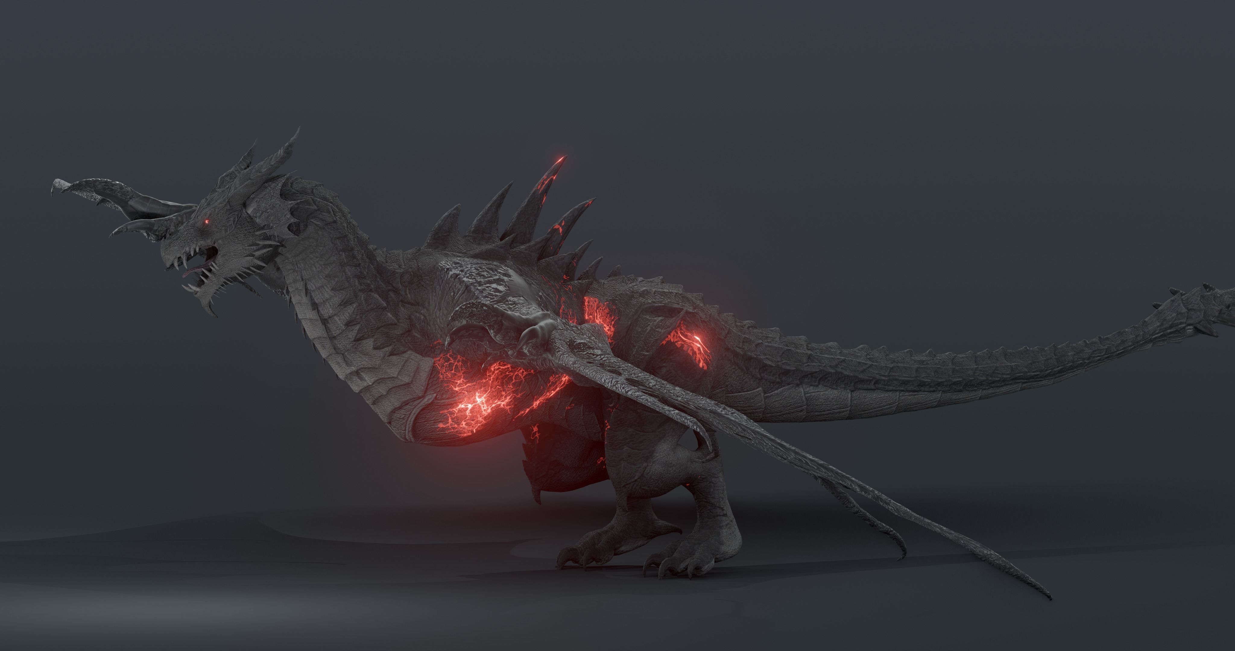 Disaster dragon - rigged blender model Low-poly 3D model_10
