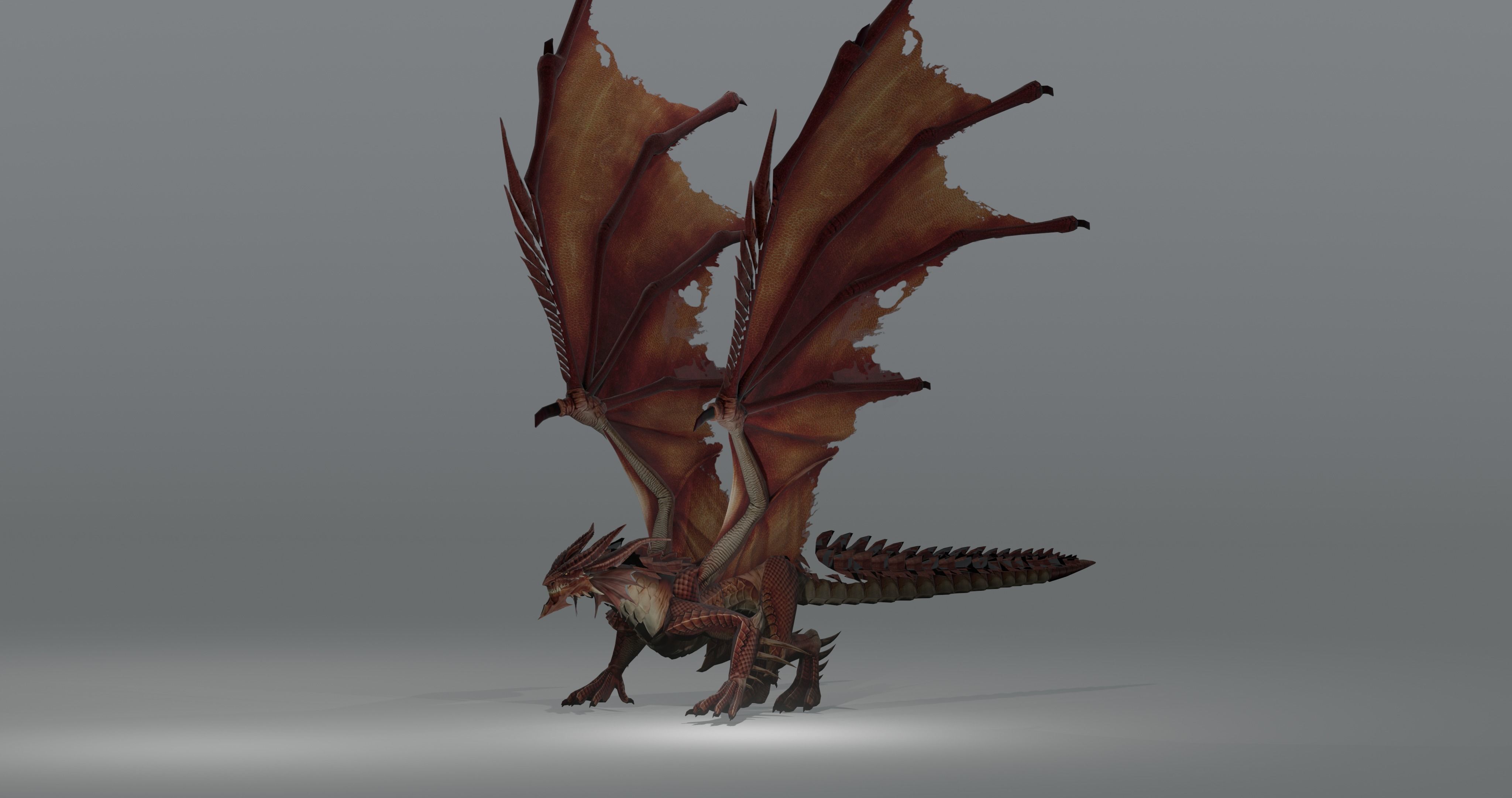 The red Dragon rigged blender model free  Free low-poly 3D model_10