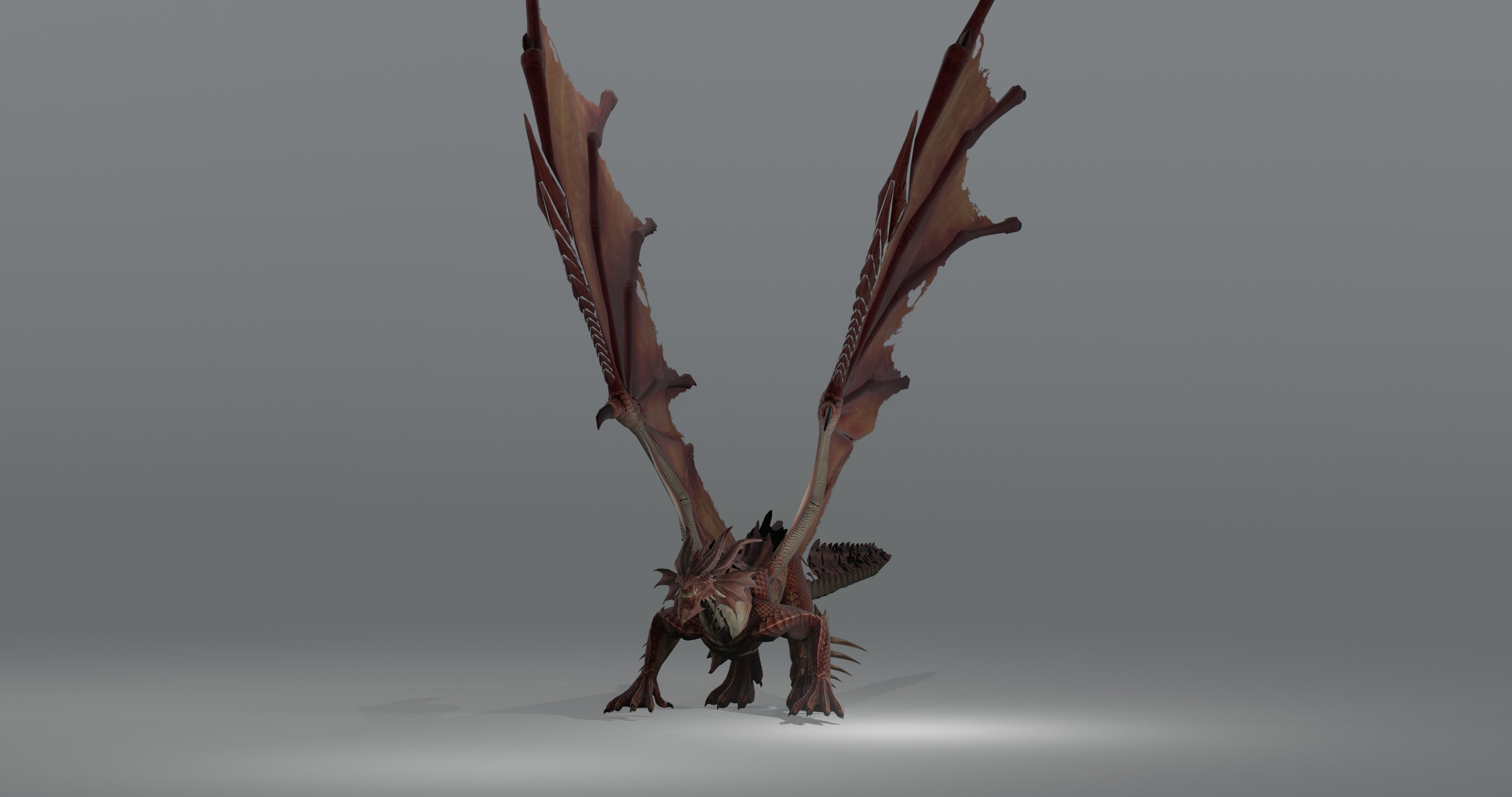 The red Dragon rigged blender model free  Free low-poly 3D model_11