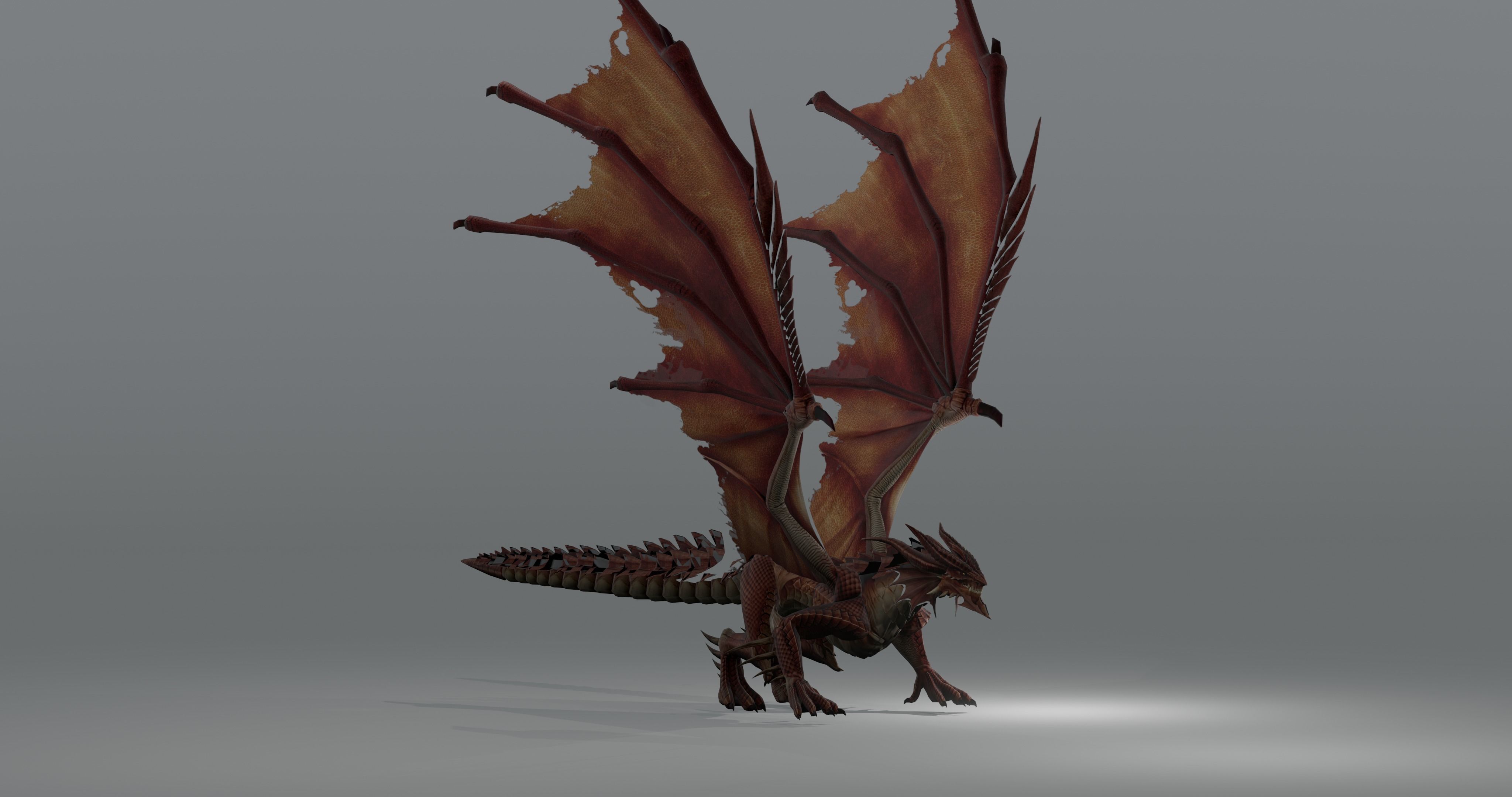 The red Dragon rigged blender model free  Free low-poly 3D model_14