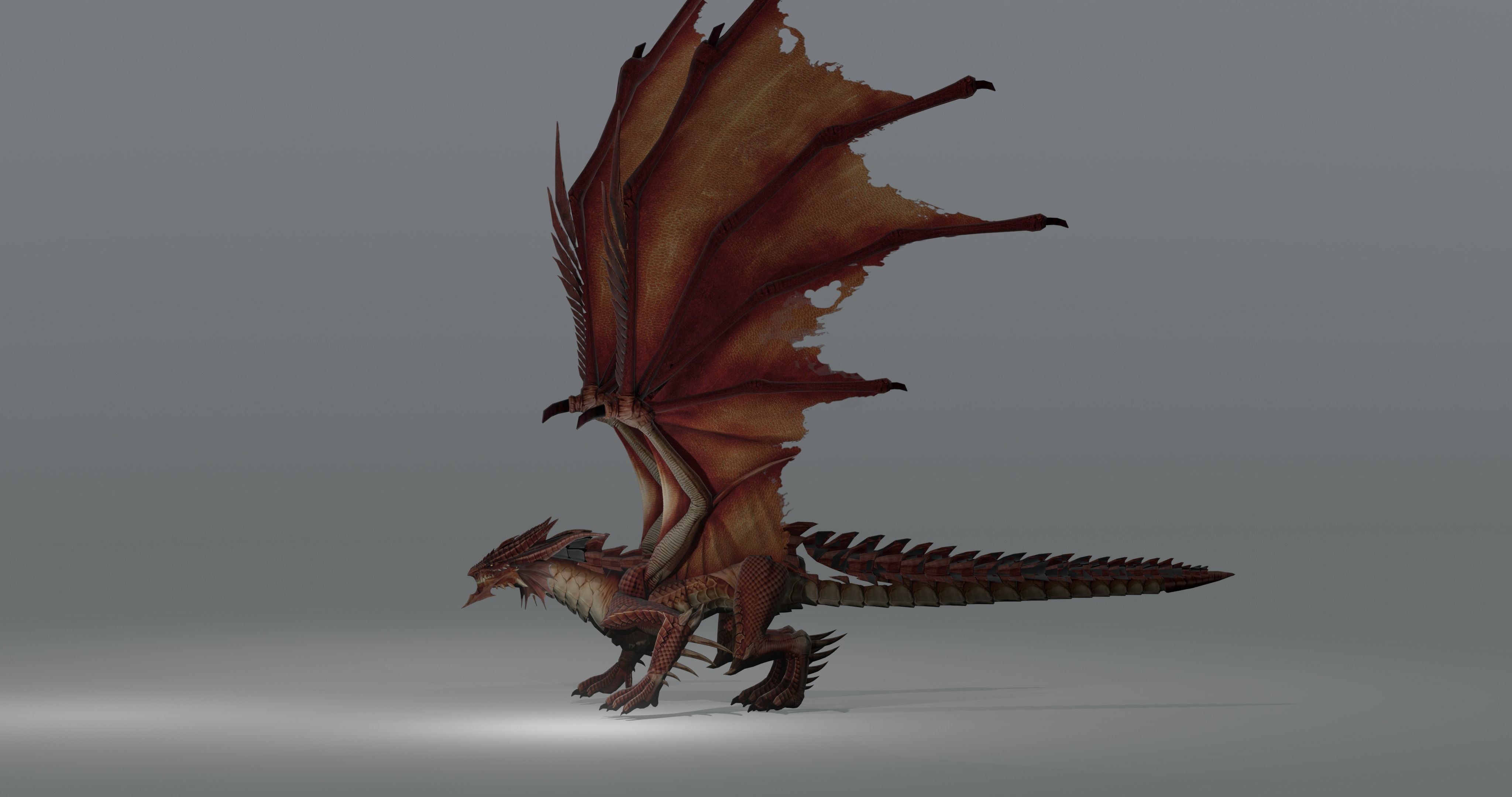 The red Dragon rigged blender model free  Free low-poly 3D model_9