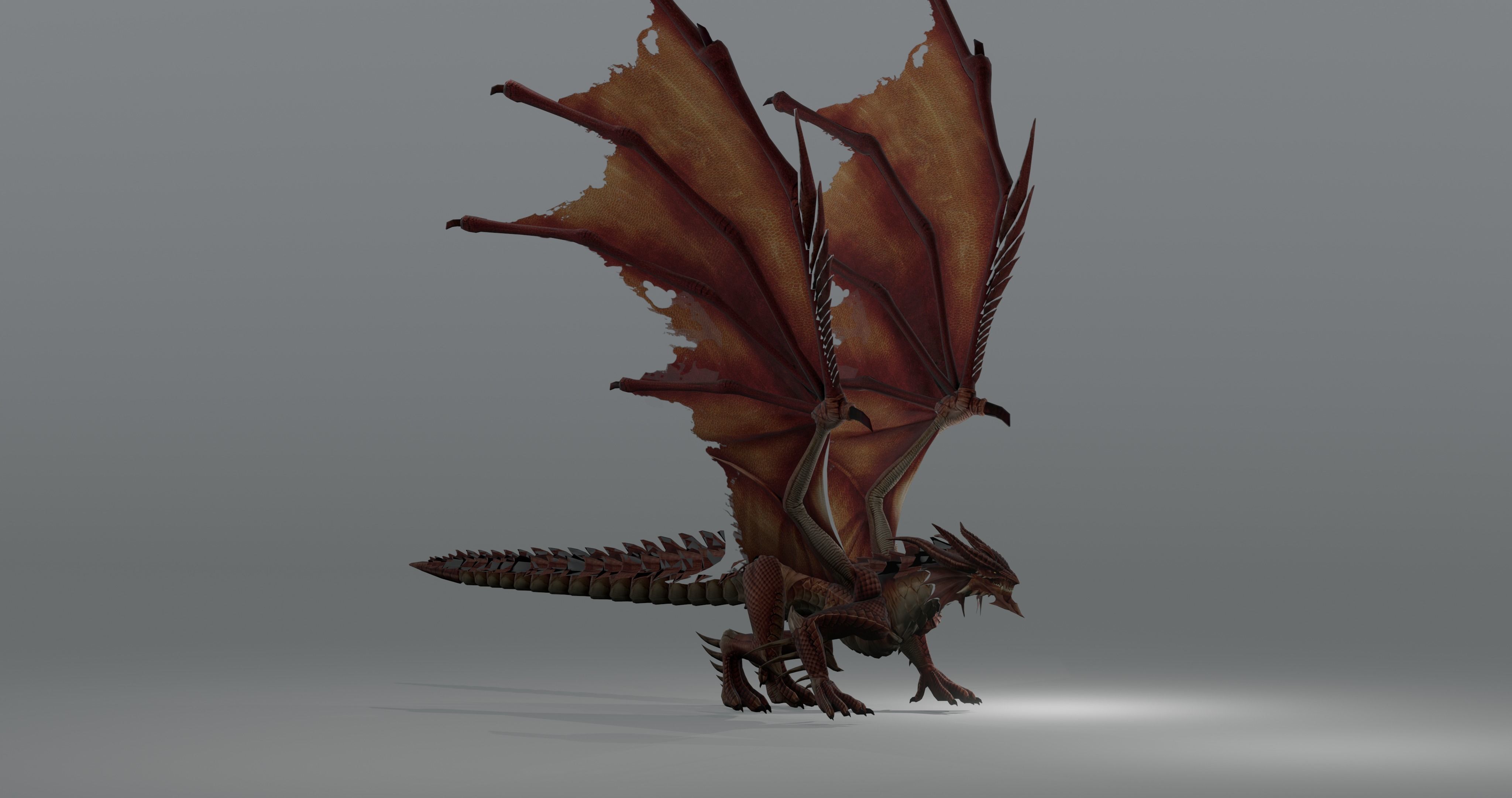 The red Dragon rigged blender model free  Free low-poly 3D model_1