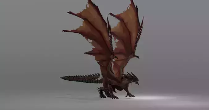 The red Dragon rigged blender model free  Free low-poly 3D model