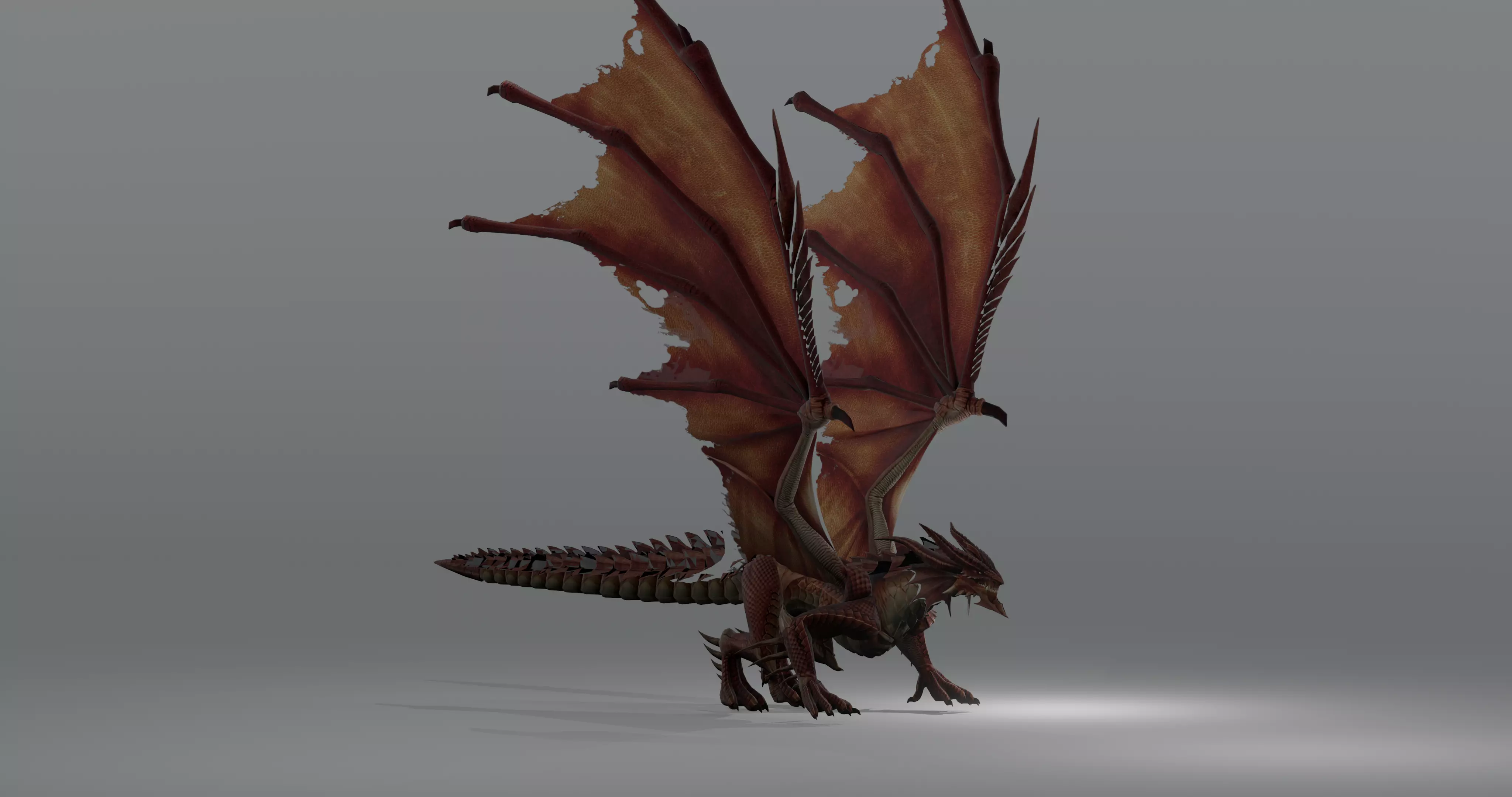The red Dragon rigged blender model free  Free low-poly 3D model_0