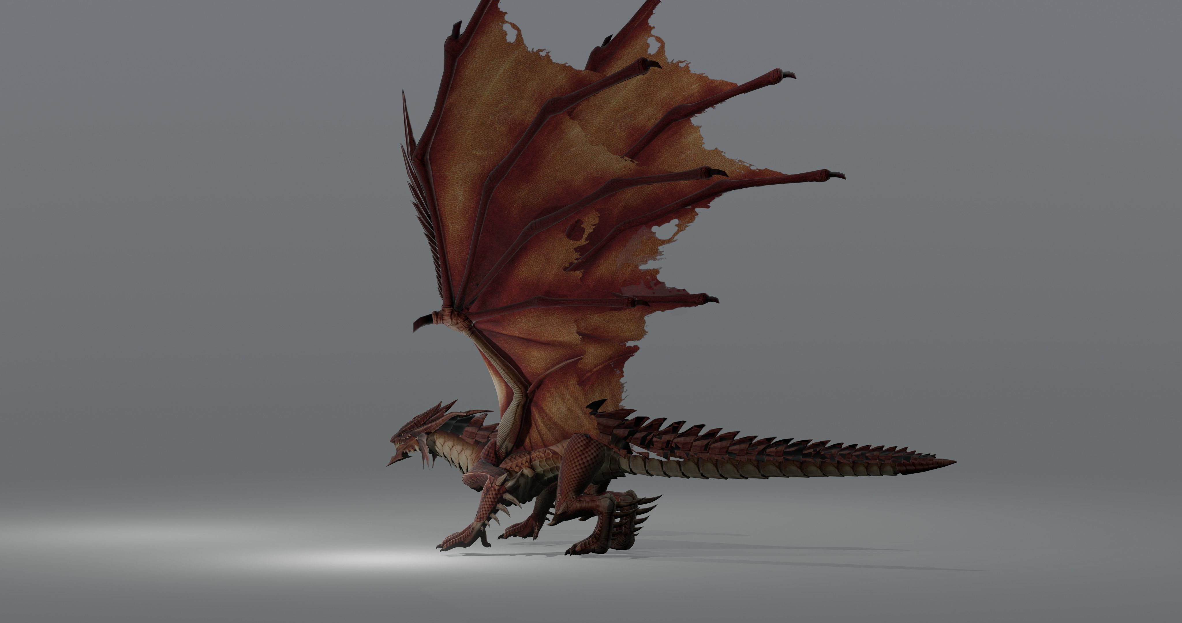 The red Dragon rigged blender model free  Free low-poly 3D model_8