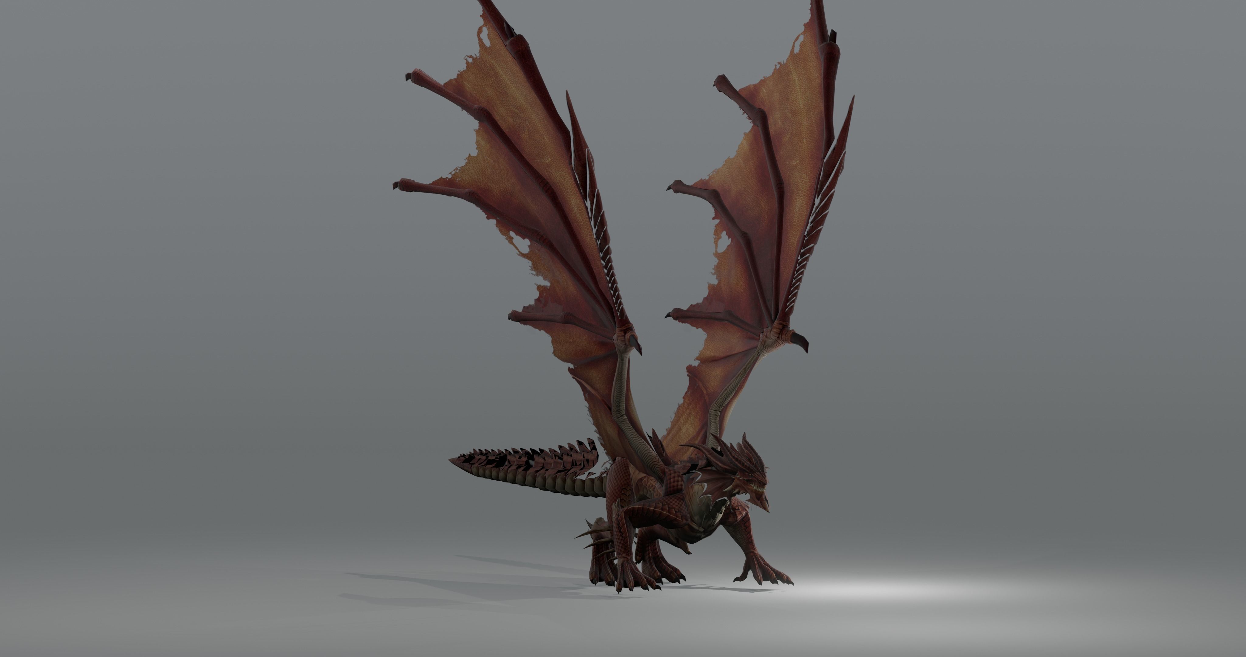 The red Dragon rigged blender model free  Free low-poly 3D model_13