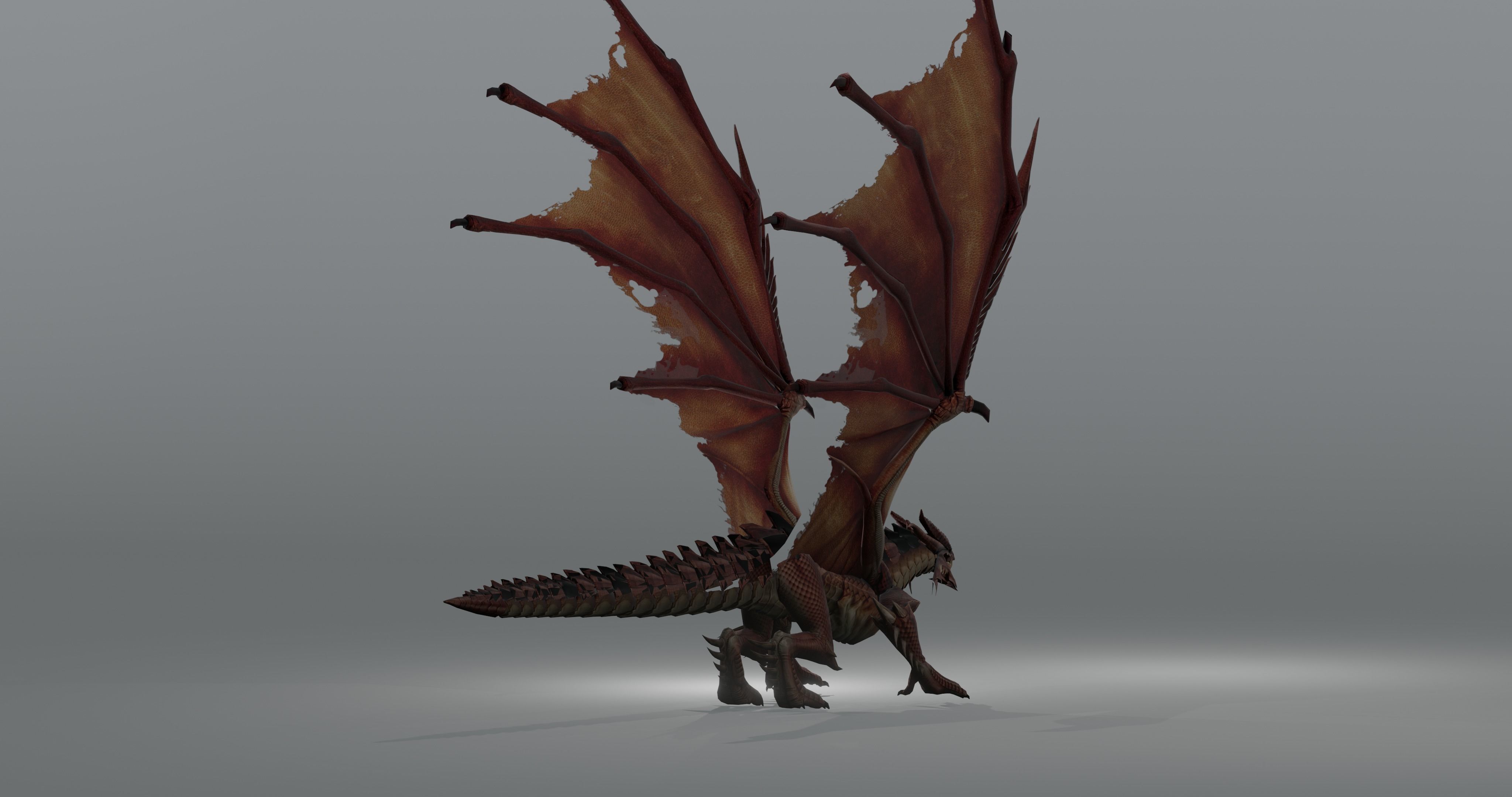 The red Dragon rigged blender model free  Free low-poly 3D model_5