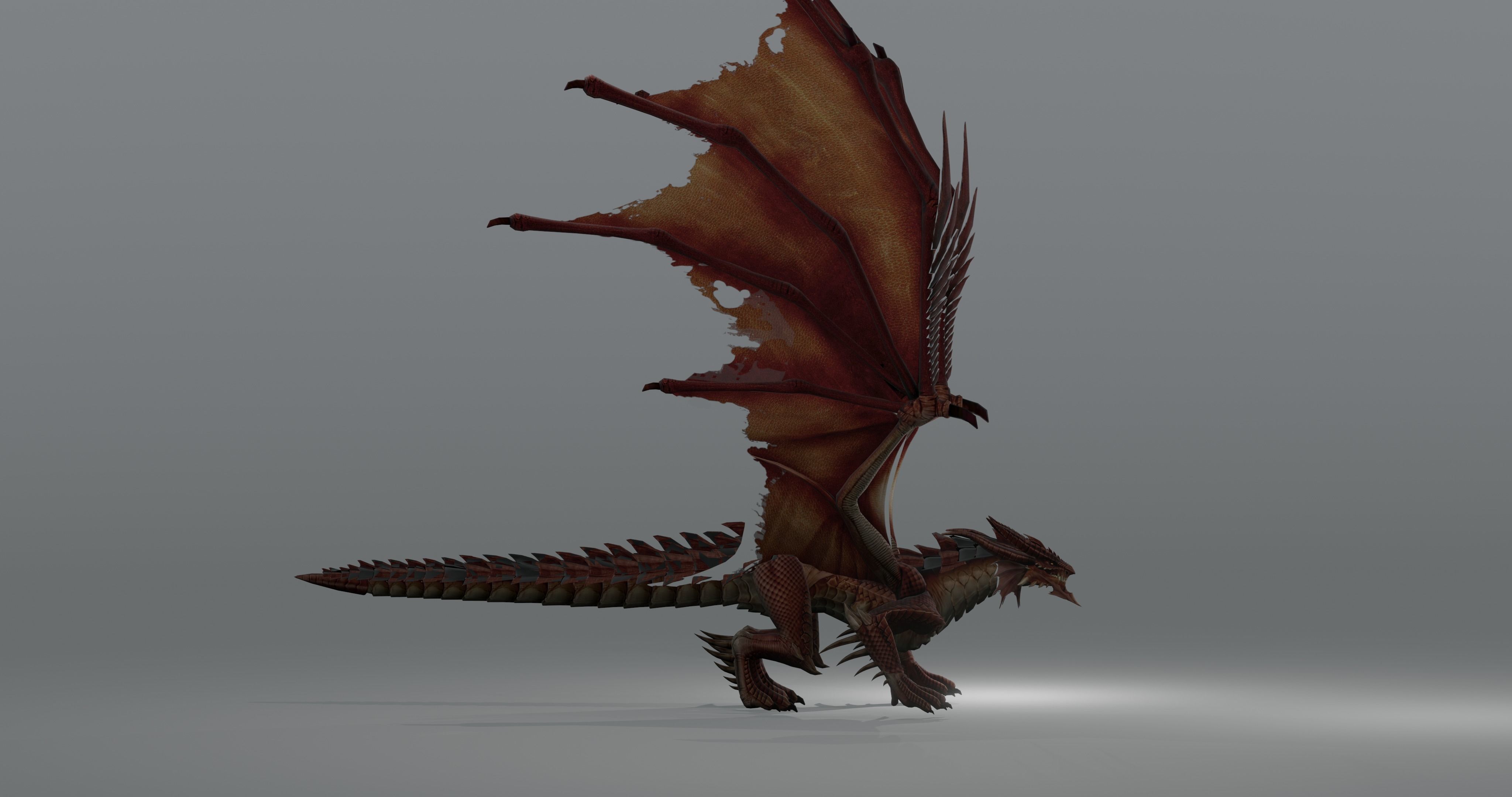 The red Dragon rigged blender model free  Free low-poly 3D model_3