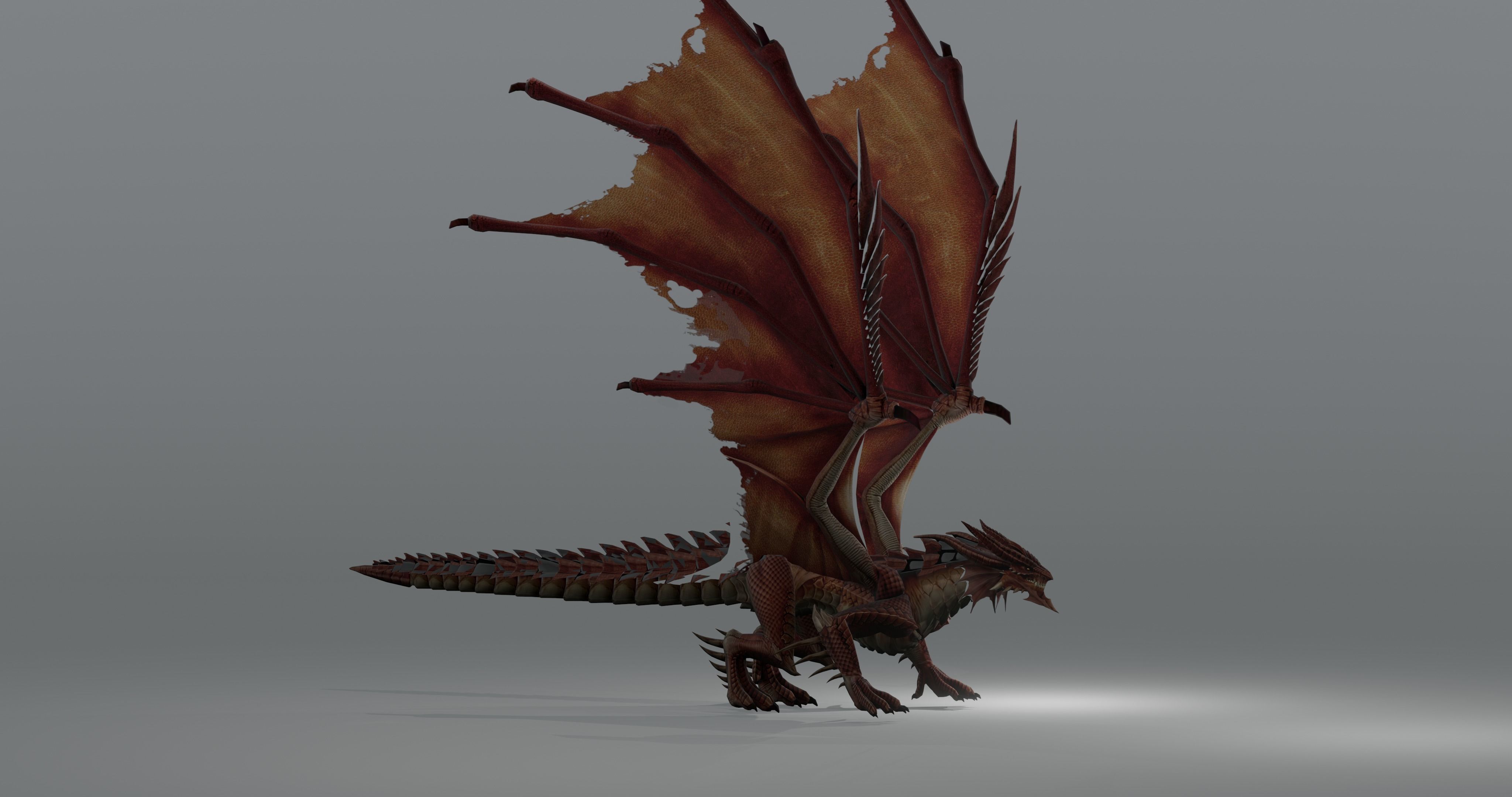 The red Dragon rigged blender model free  Free low-poly 3D model_2